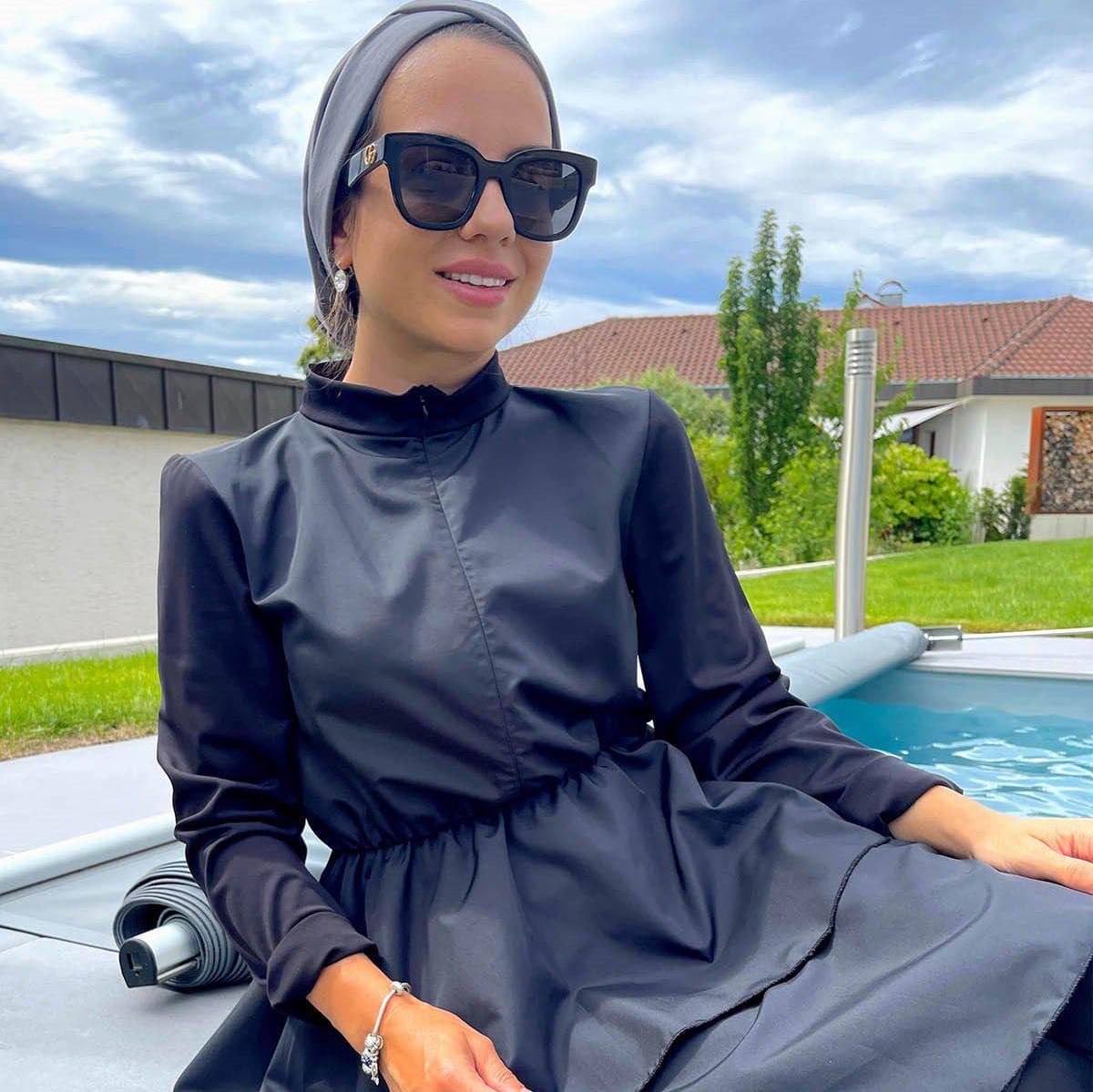 Elegant Princess Hijab Swimsuit for Modest Swimwear - Full-Coverage, Stylish Design, Perfect for Pool or Beach, Black Color,(KH-1629) - image 4