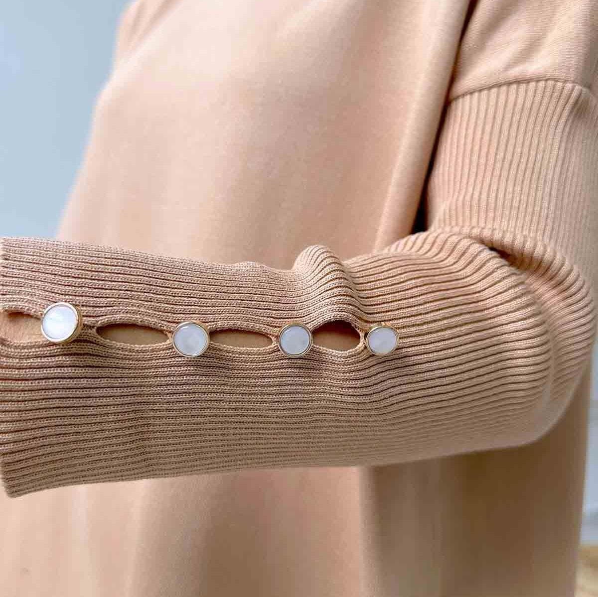 Elegant Cappuccino Sleeve Detail Mercerized Tunic for Women - Modest Wear, Lightweight & Comfortable Casual Outfit,(KH-1795) - image 3