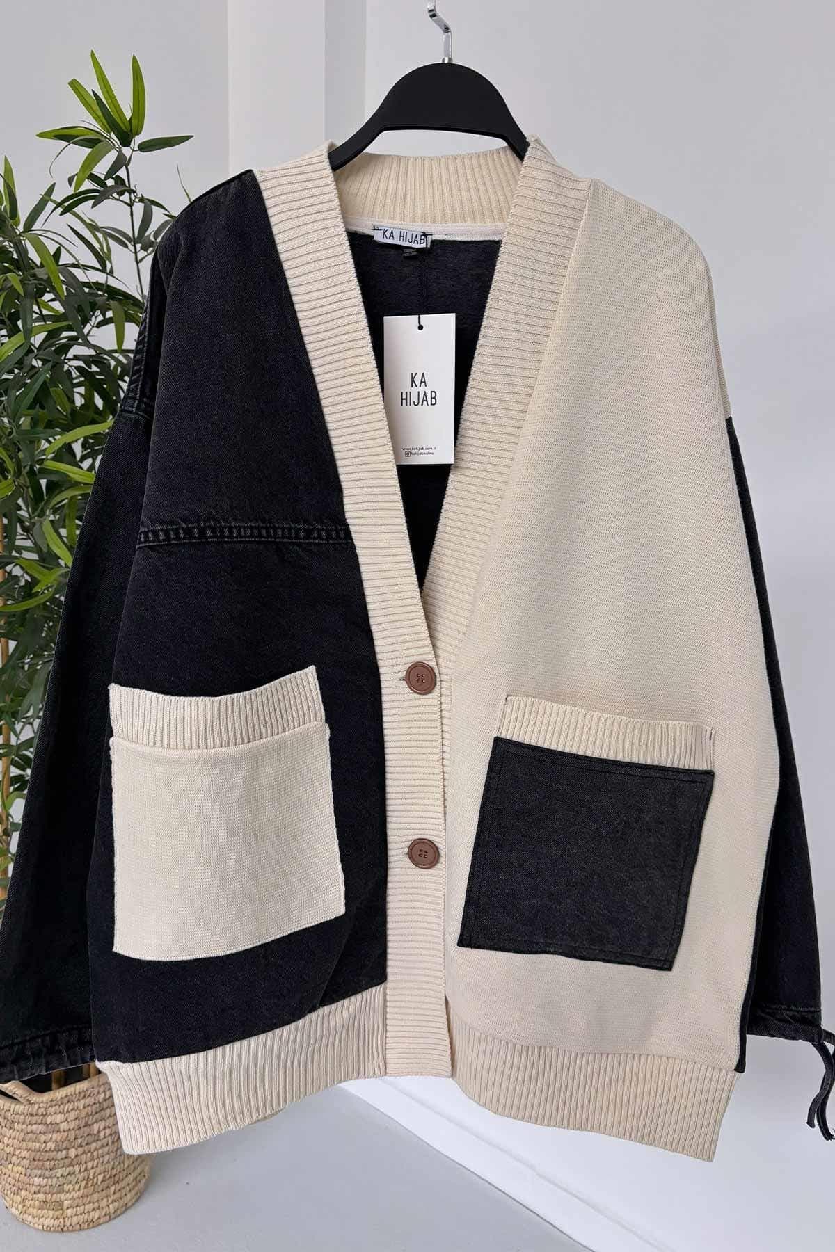Double Pocket Knit Cardigan for Women – Chic Denim Fabric, Versatile Casual Outerwear, Perfect for Everyday and Layering Needs, (KH-1879) - image 5