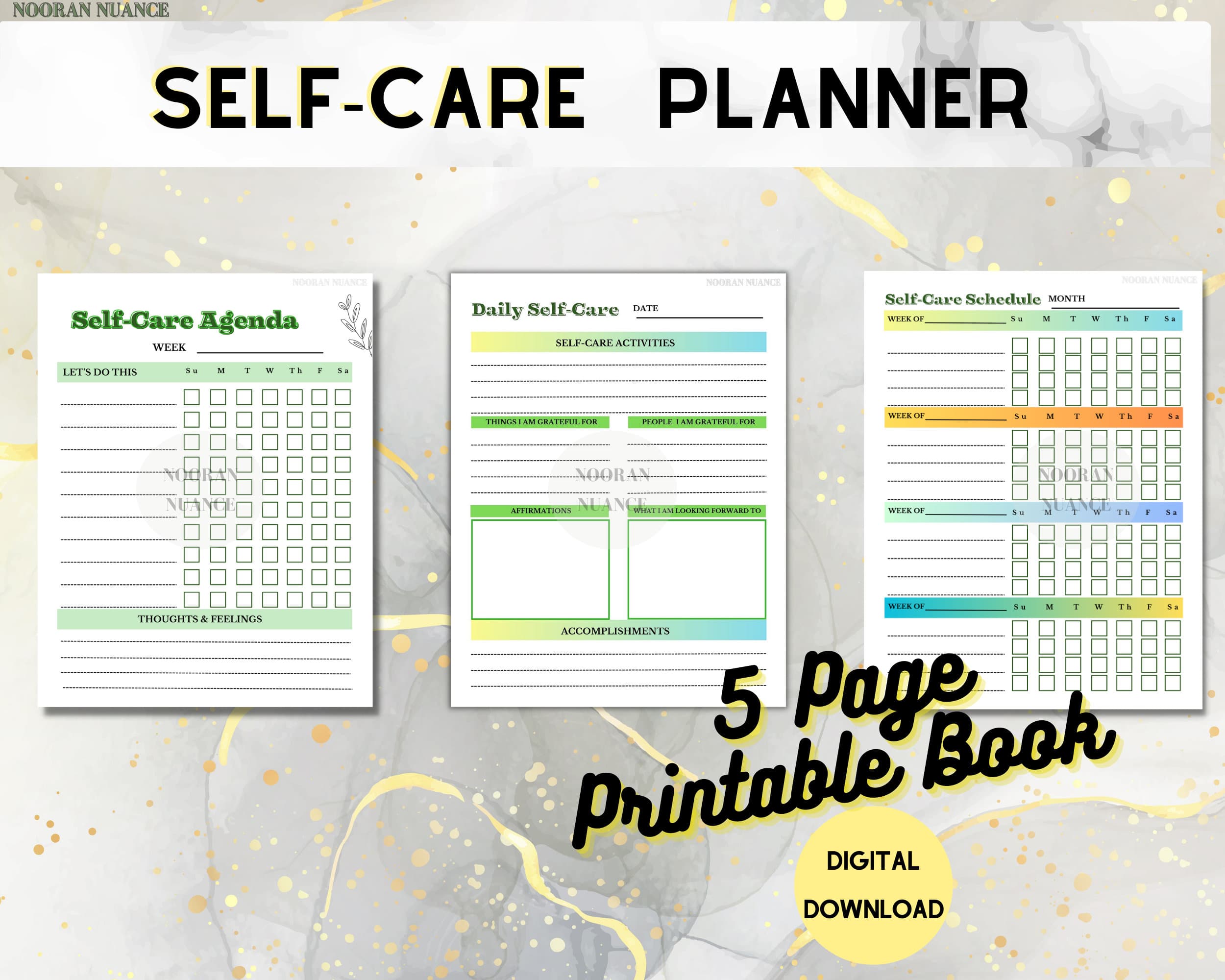 Digital Self-Care Planner and Mindfulness Journal | Gratitude, Reflection, & Productivity | Printable PDF | Instant Download