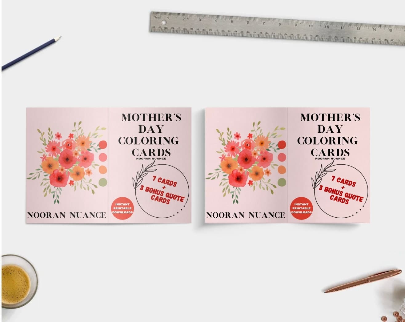 Mother's Day Coloring Card | Abstract, Geometric, Floral & More Designs | Digital Download PDF