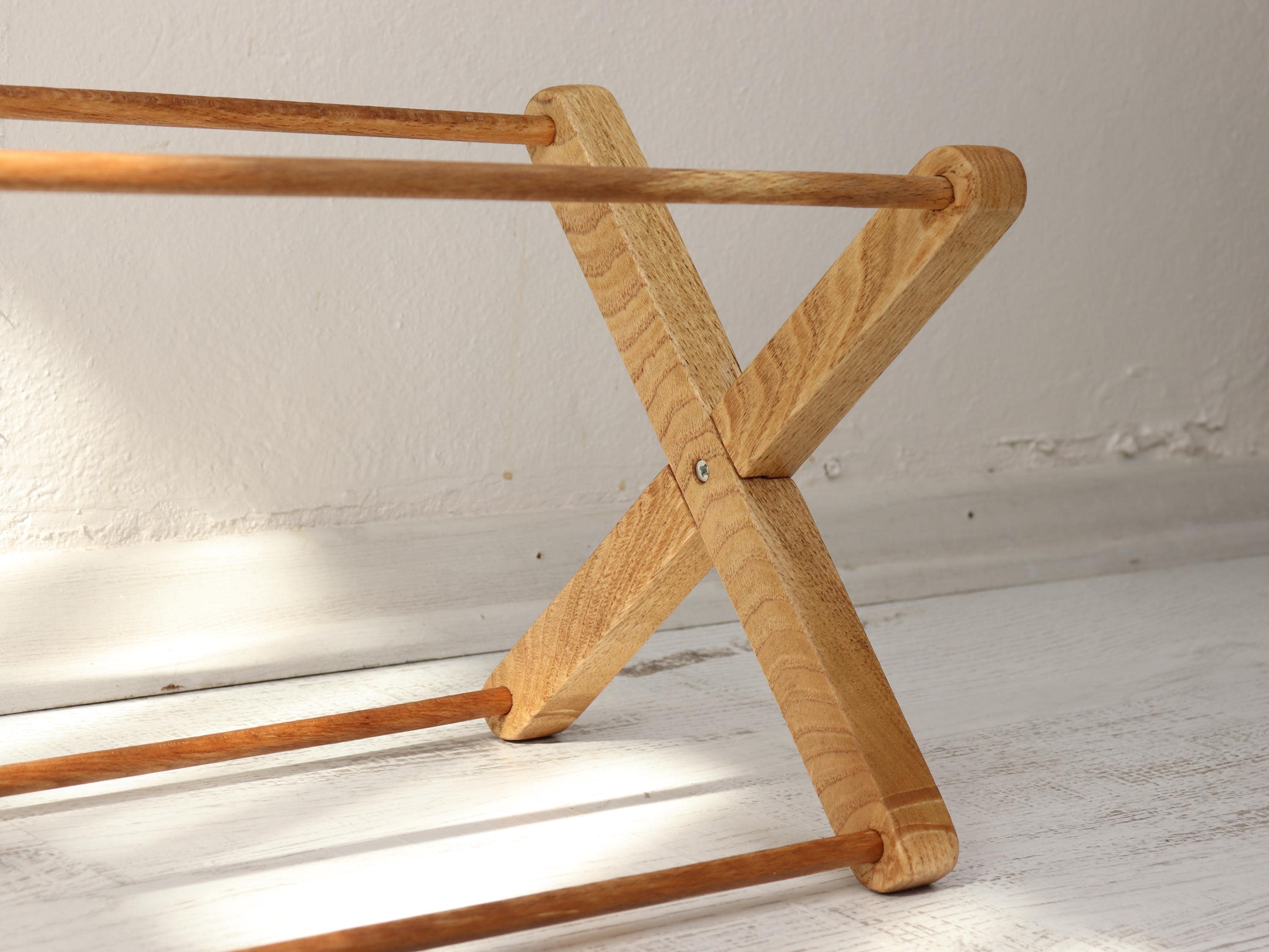 Chestnut Wood Shoe Rack, Unique X-Frame Design, Minimalist Narrow Entryway Storage, Freestanding Floor Organizer - image 4