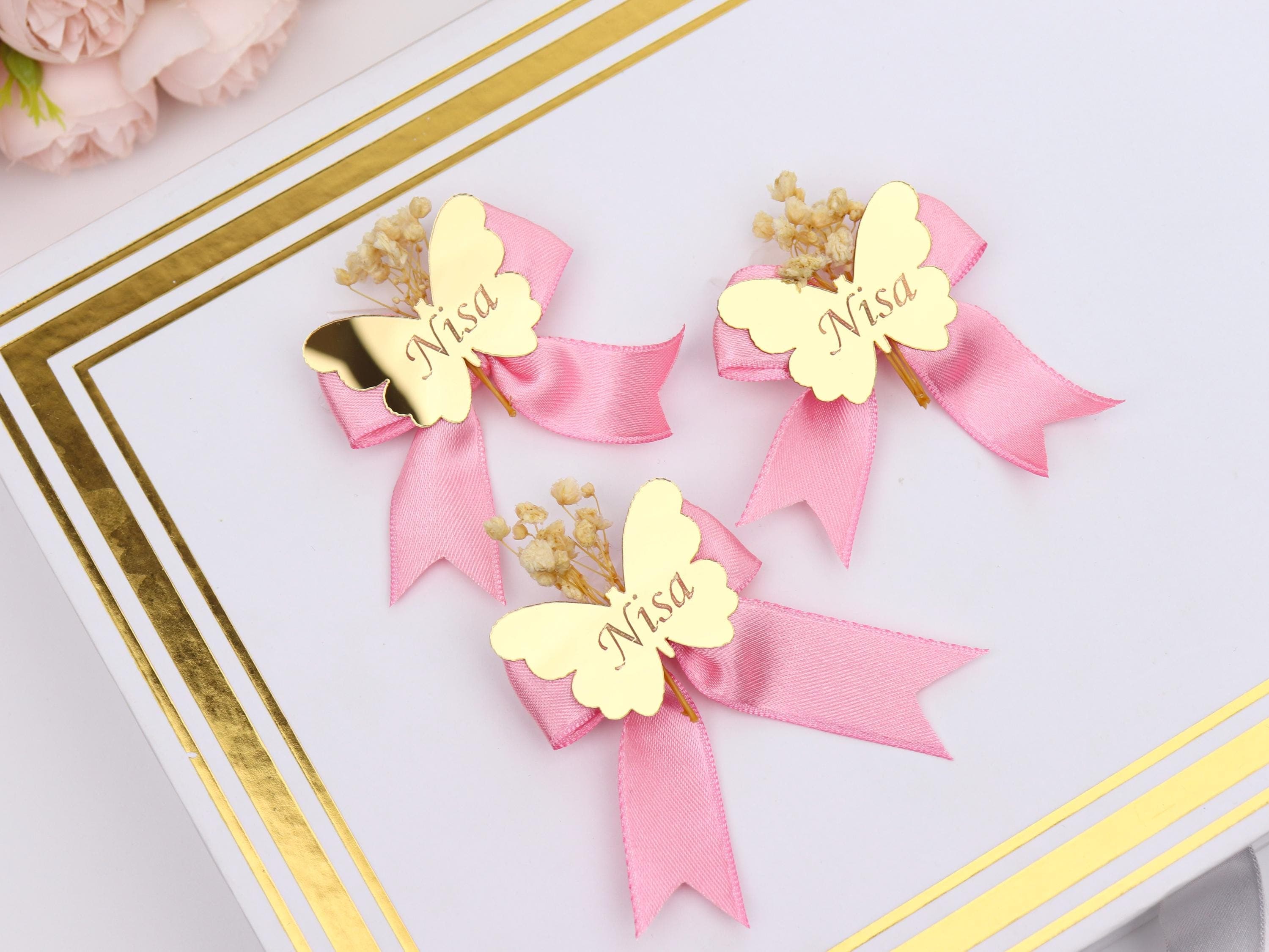 Custom Gold Acrylic Butterfly Favor Tag: Party Favors, Welcome Baby Shower Favor, Wedding İnvitations - image 3