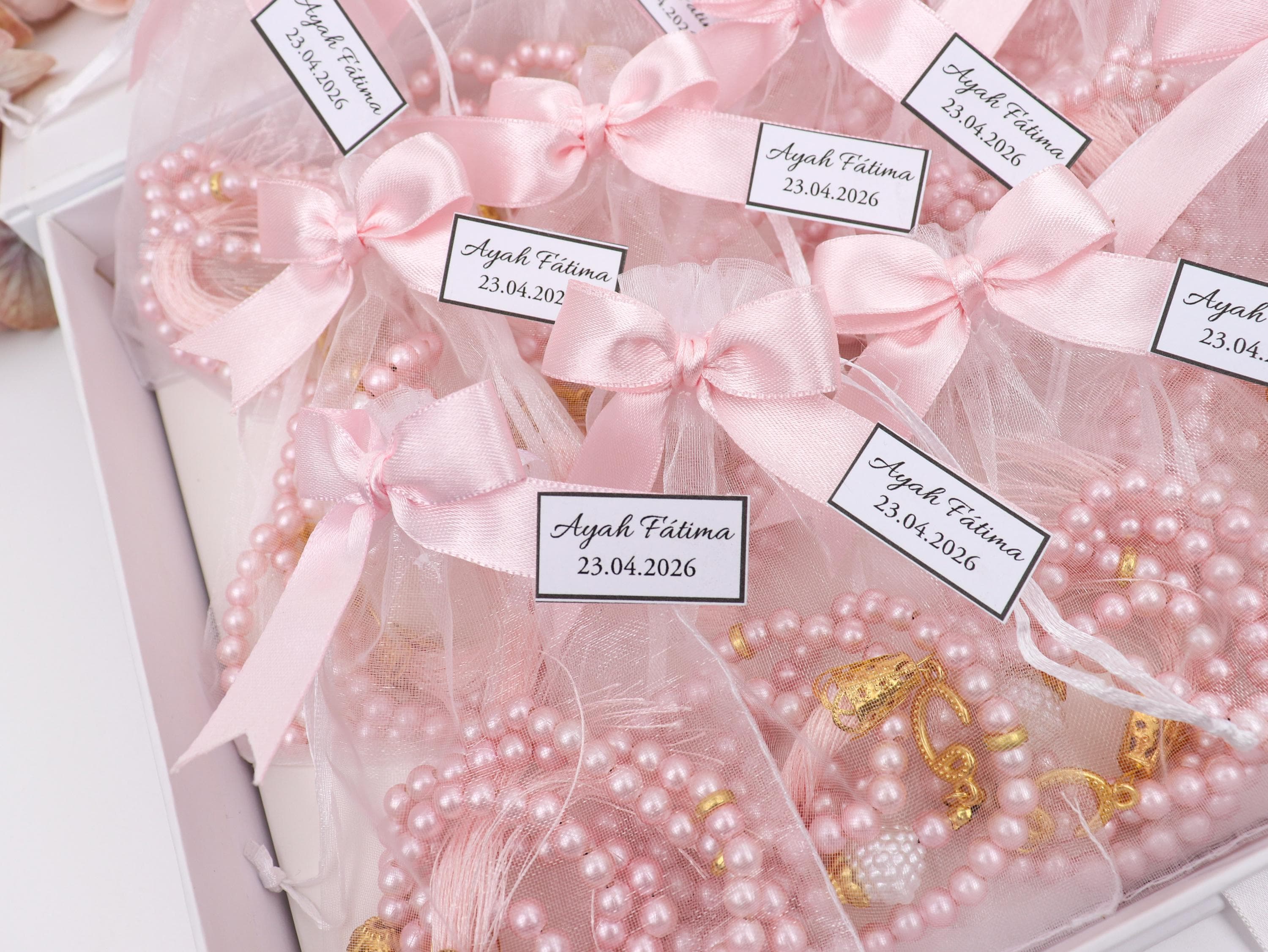 Custom Pearl Tasbih Gift, Prayer Beads: Muslim Wedding Favor, Welcome Baby Shower Favor - image 3