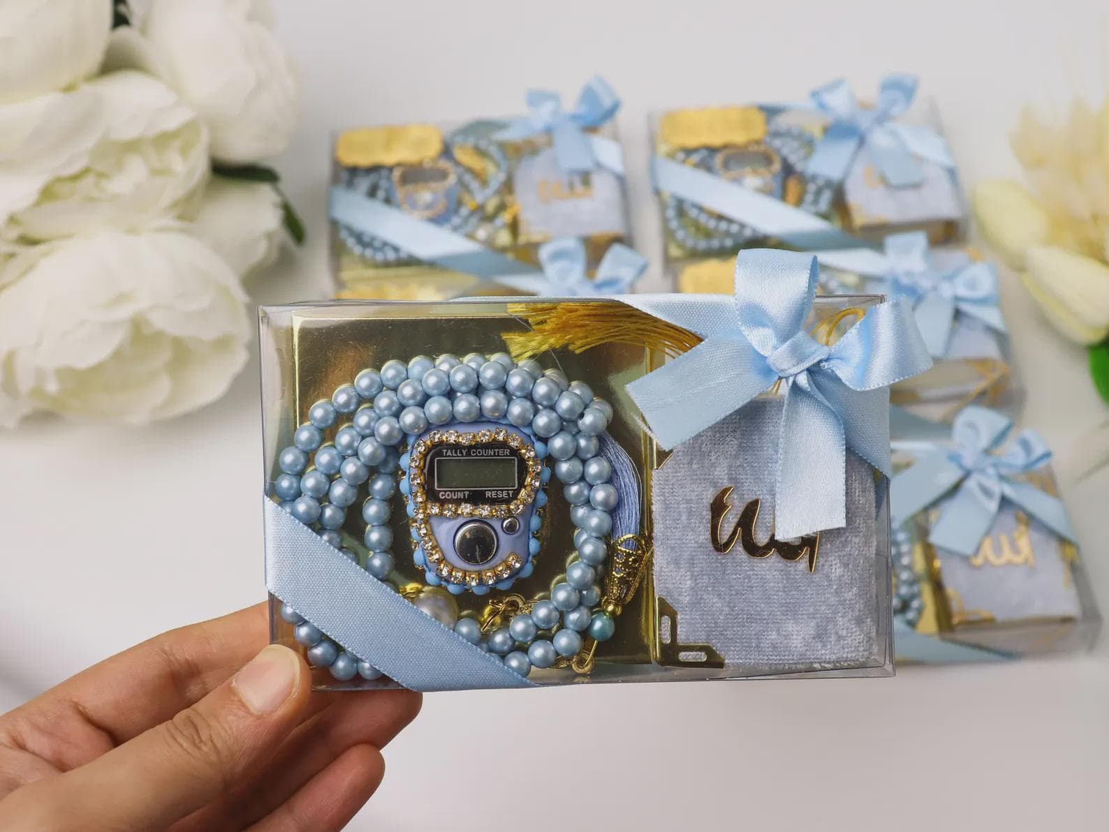 Blue Mini Quran Gift Set: Muslim Baby Shower Favors, Ramadan, Eid