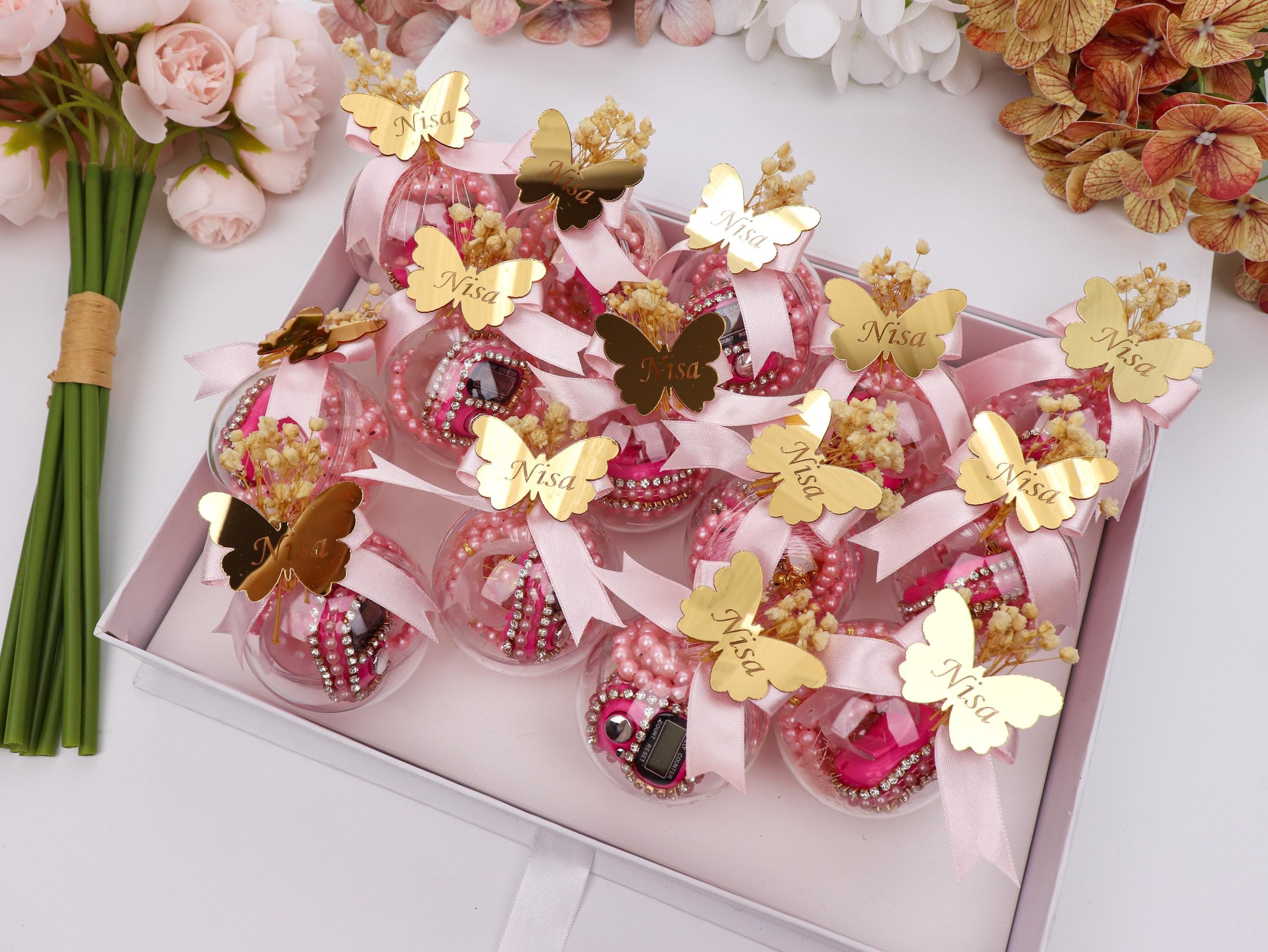 Pink Digital Tasbih Set: Islamic Gift, Welcome Baby Shower, Pearl Prayer Beads - image 5