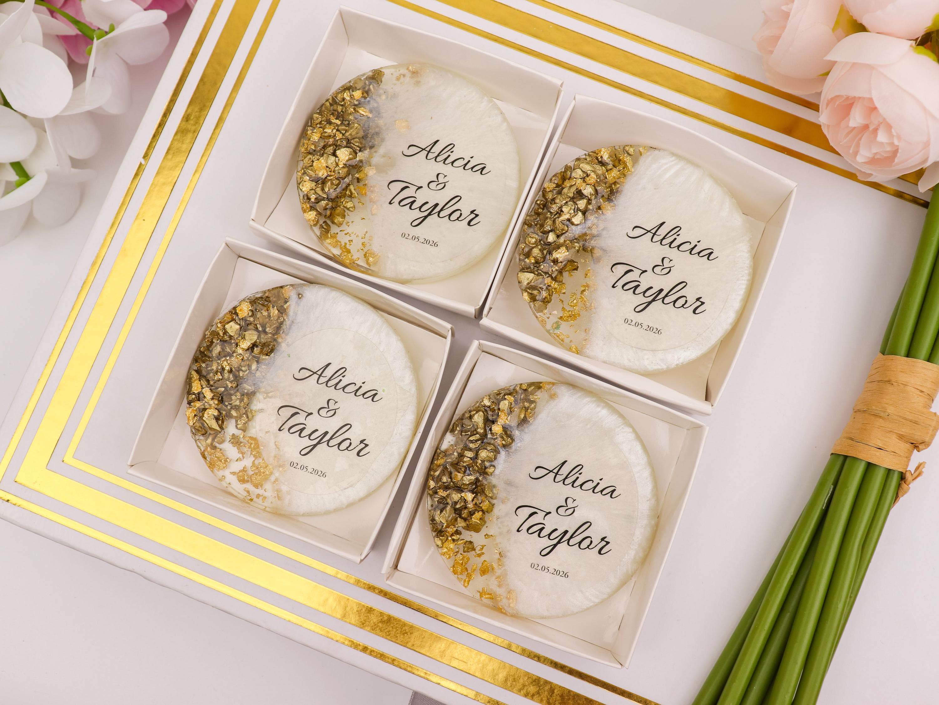 Personalized Epoxy Magnet Favor, Wedding Guest Gift, Engagement Souvenir, Custom Resin Detail - image 5