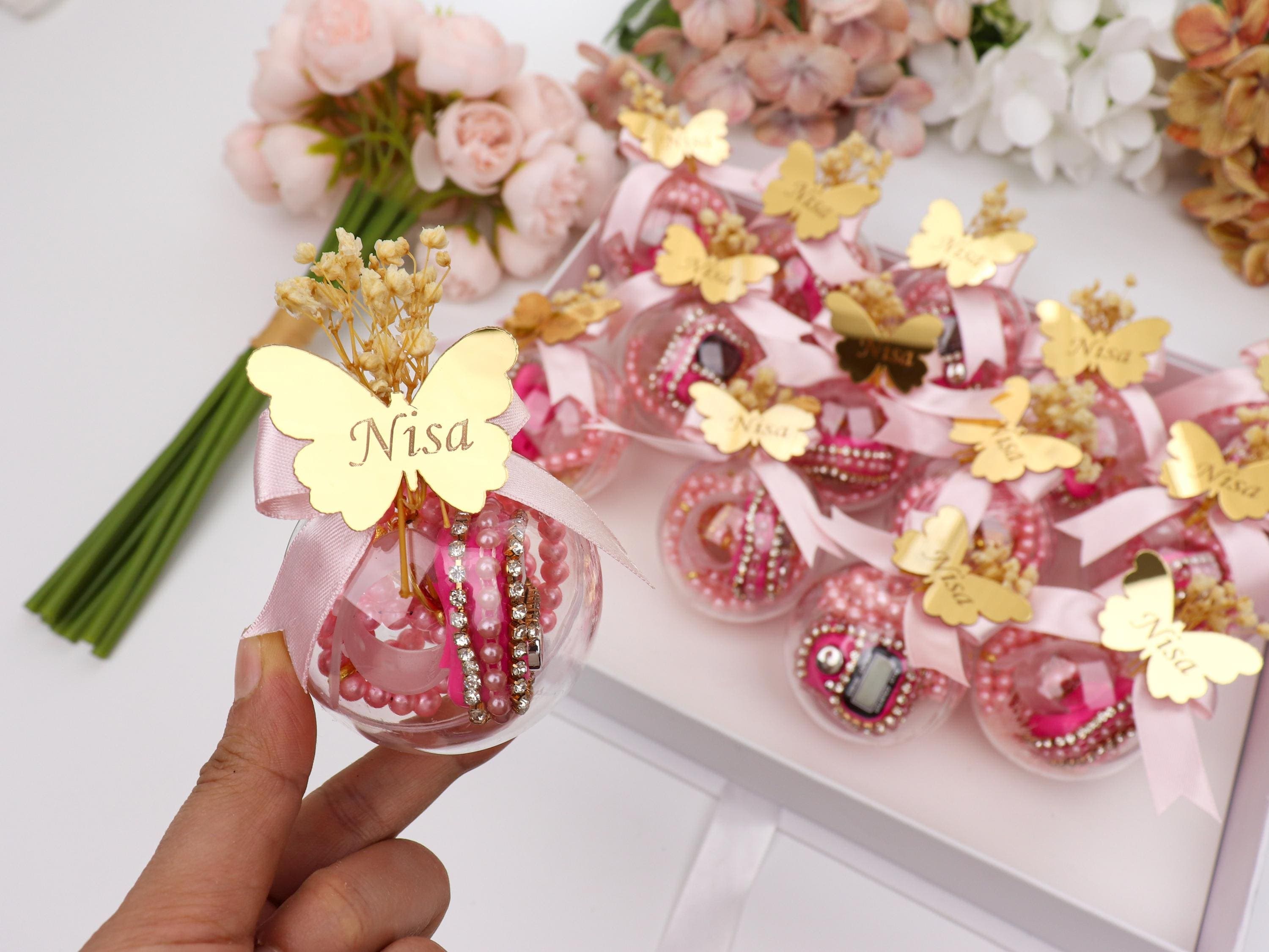 Pink Digital Tasbih Set: Islamic Gift, Welcome Baby Shower, Pearl Prayer Beads