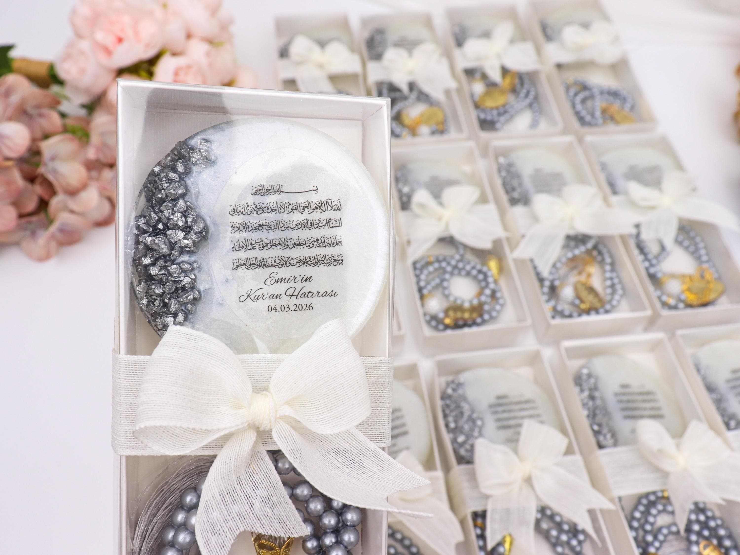 Silver Ayatul Kursi Epoxy Magnet Tasbih Set : Islamic Gifts, Baby Shower, Muslim Wedding Favor - image 5