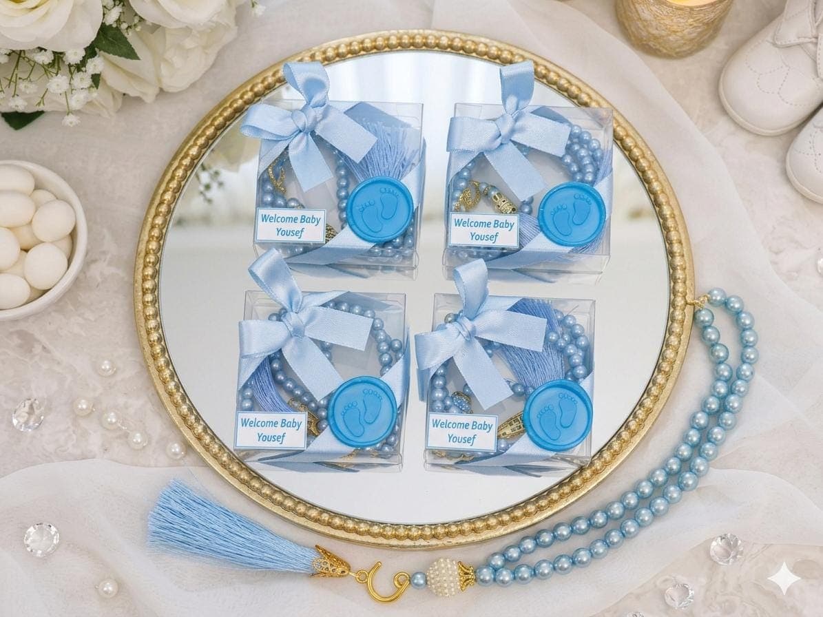 Baby Blue Pearl Tasbeeh: Islamic Baby Shower Favor, Muslim Gift, 99 Tasbih - image 4