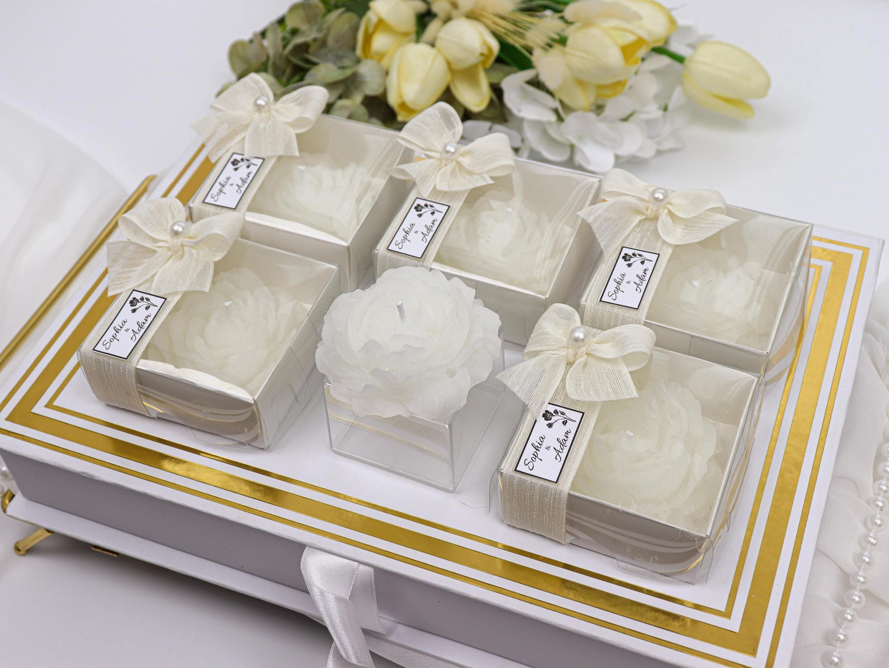 Personalized Wedding Candle Favor, Peony & Rose Candle, Bridesmaid Nikkah Gift - image 3