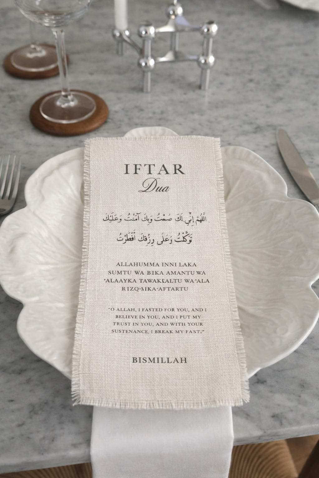 Linen Dua Cards Iftar Ramadan Home Decor Islamic Table Setting