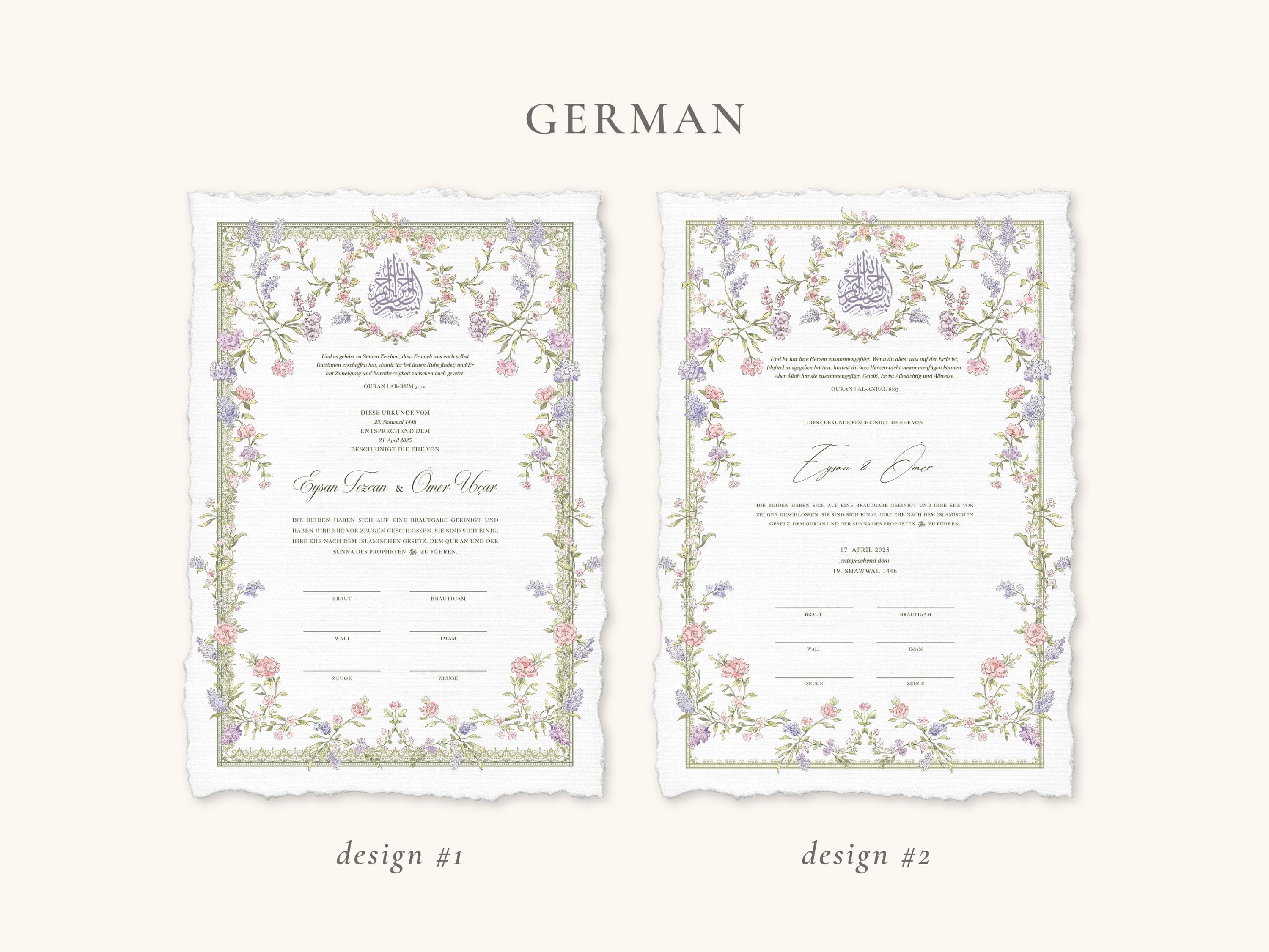 DIGITAL FILE | Pastel Floral Nikkah Certificate | Dini Nikah Belgesi | Islamic Marriage Contract - image 5