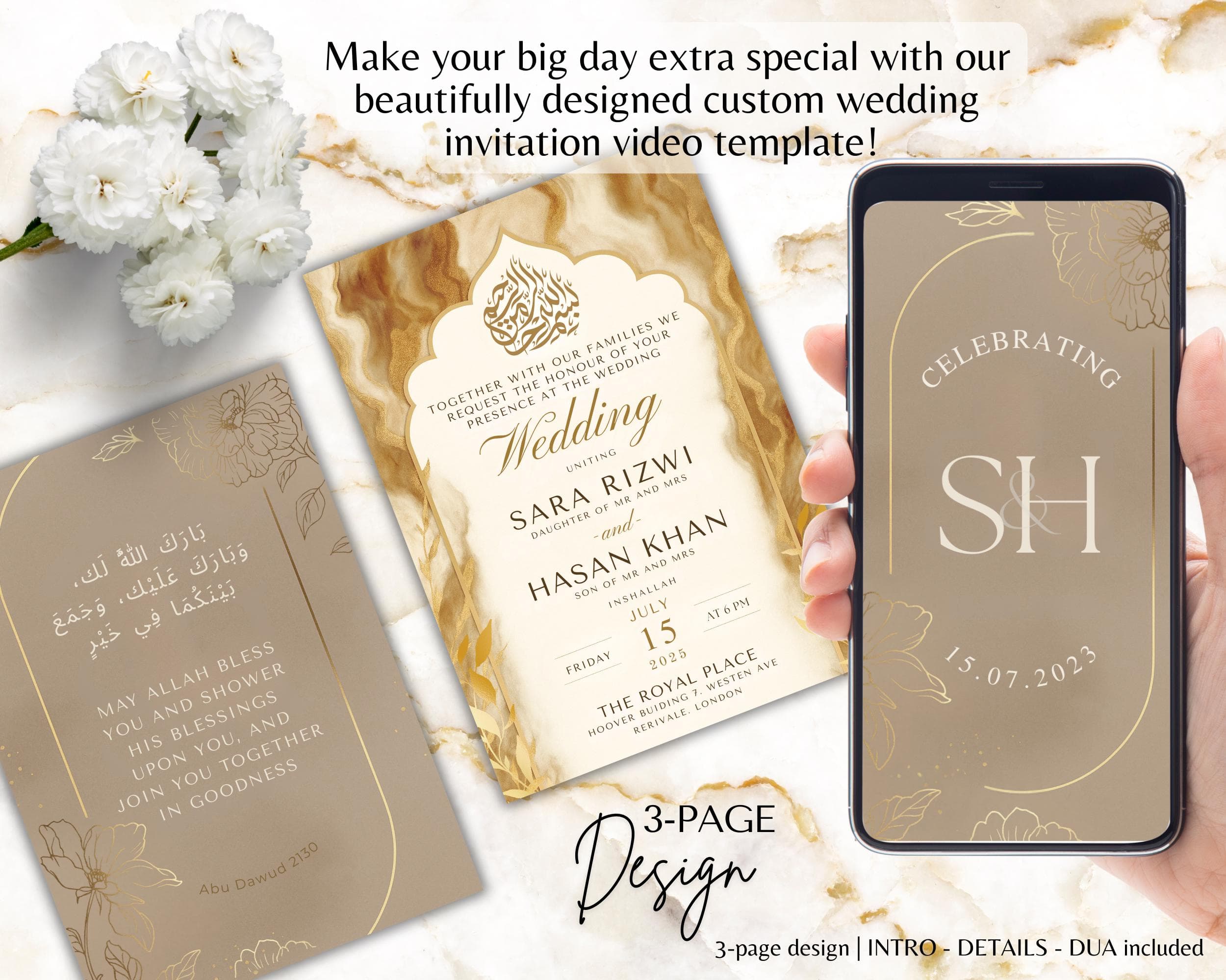 Elegant Muslim Wedding Invitation: Animated Nikkah Template (Digital) - image 3