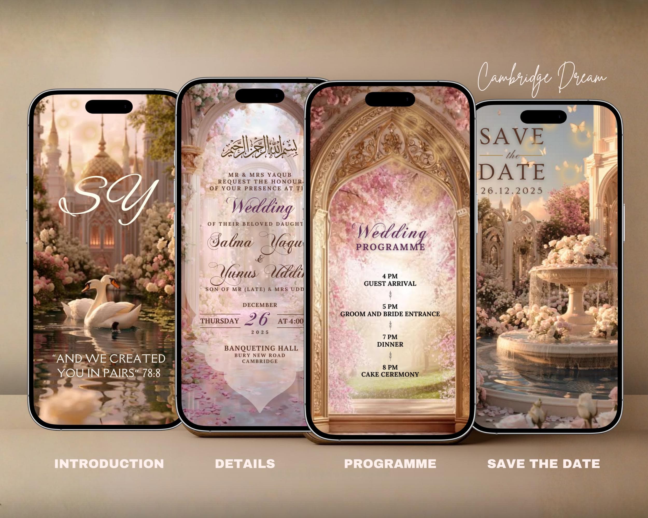 Swans Editable Nikkah Invitation Video | Canva Islamic Wedding Mobile Template – Golden Hour Colours - image 3