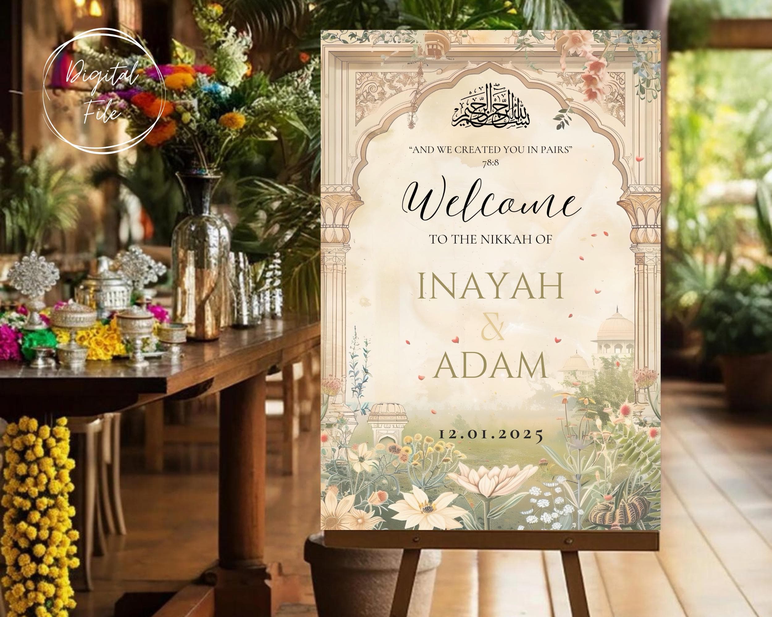 Custom Muslim Wedding Welcome Sign: Nikkah Poster (Digital)