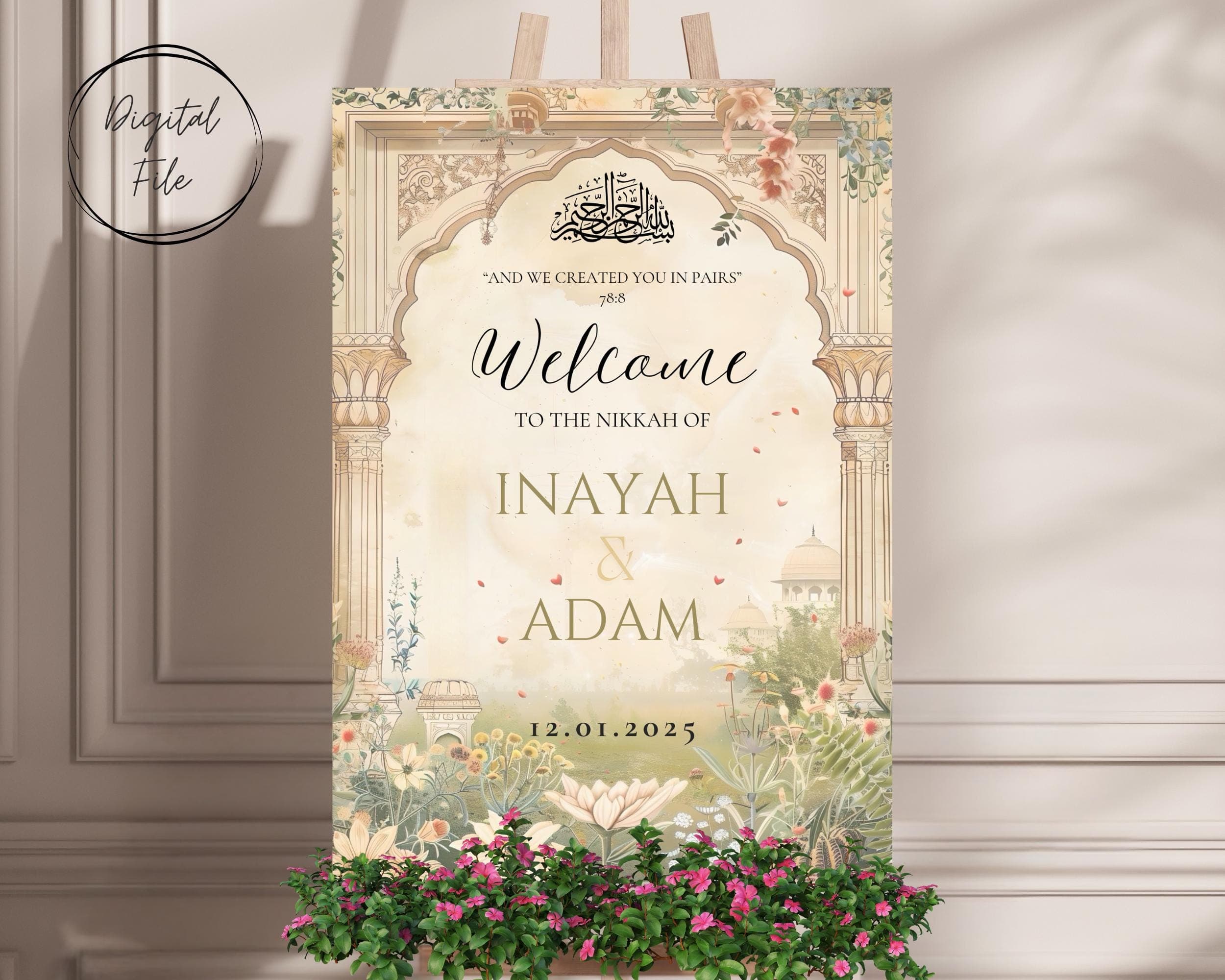 Custom Muslim Wedding Welcome Sign: Nikkah Poster (Digital) - image 5