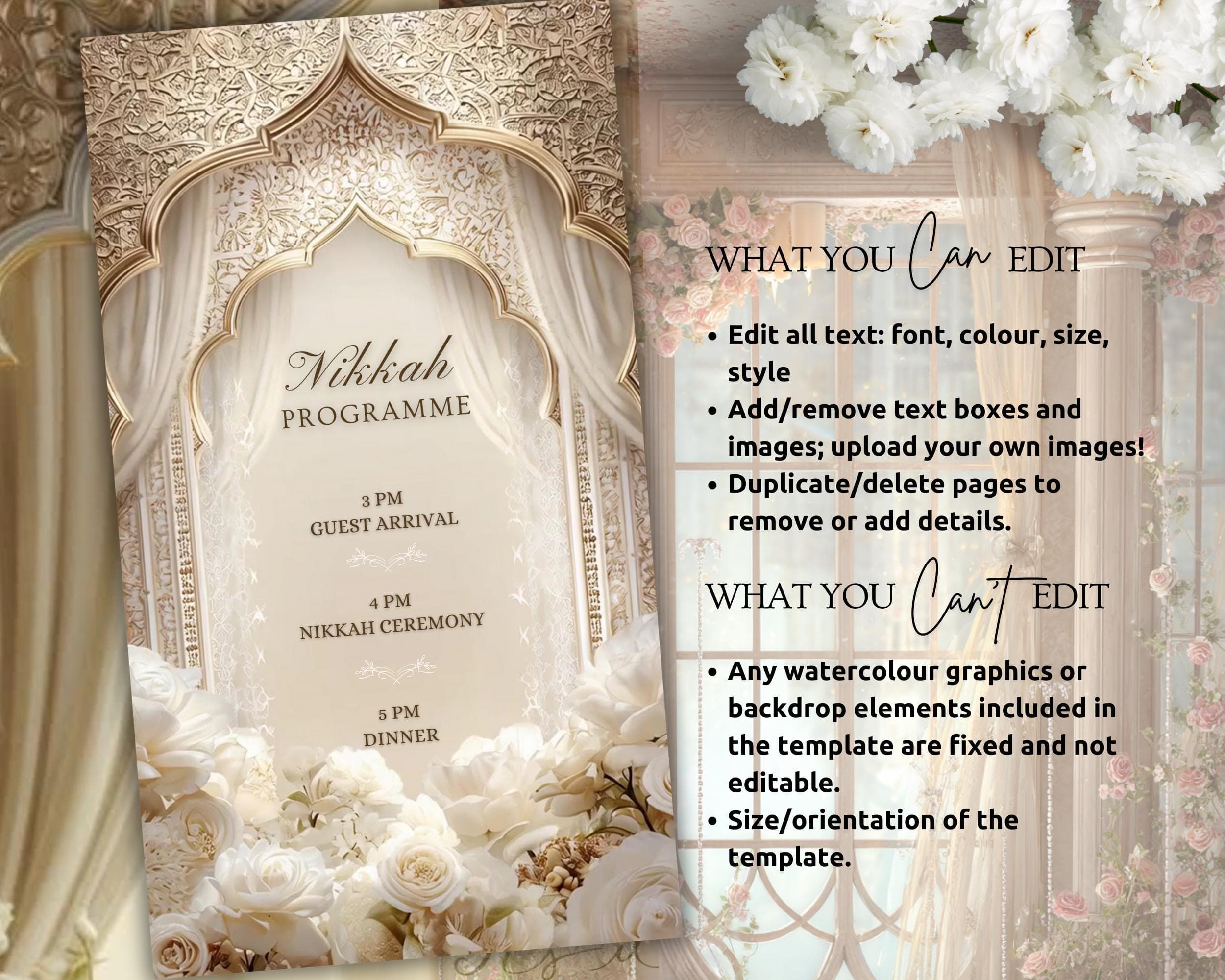 White & Gold Elegant Invitation | Islamic Wedding/Nikkah Animated Mobile Video Template - image 5