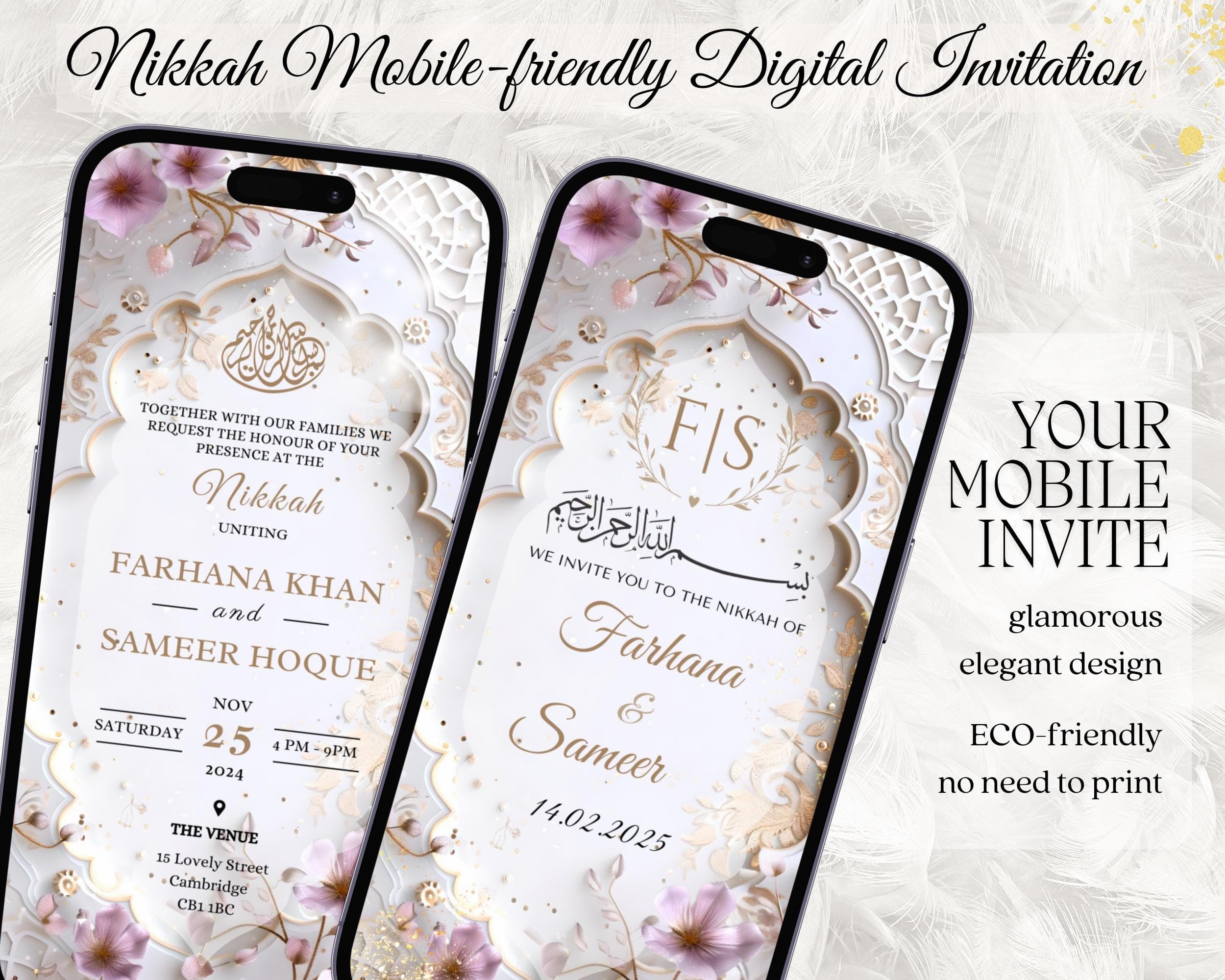 Pale Purple Nikkah Invitation: Animated Islamic Wedding (Editable Canva Template) - image 3