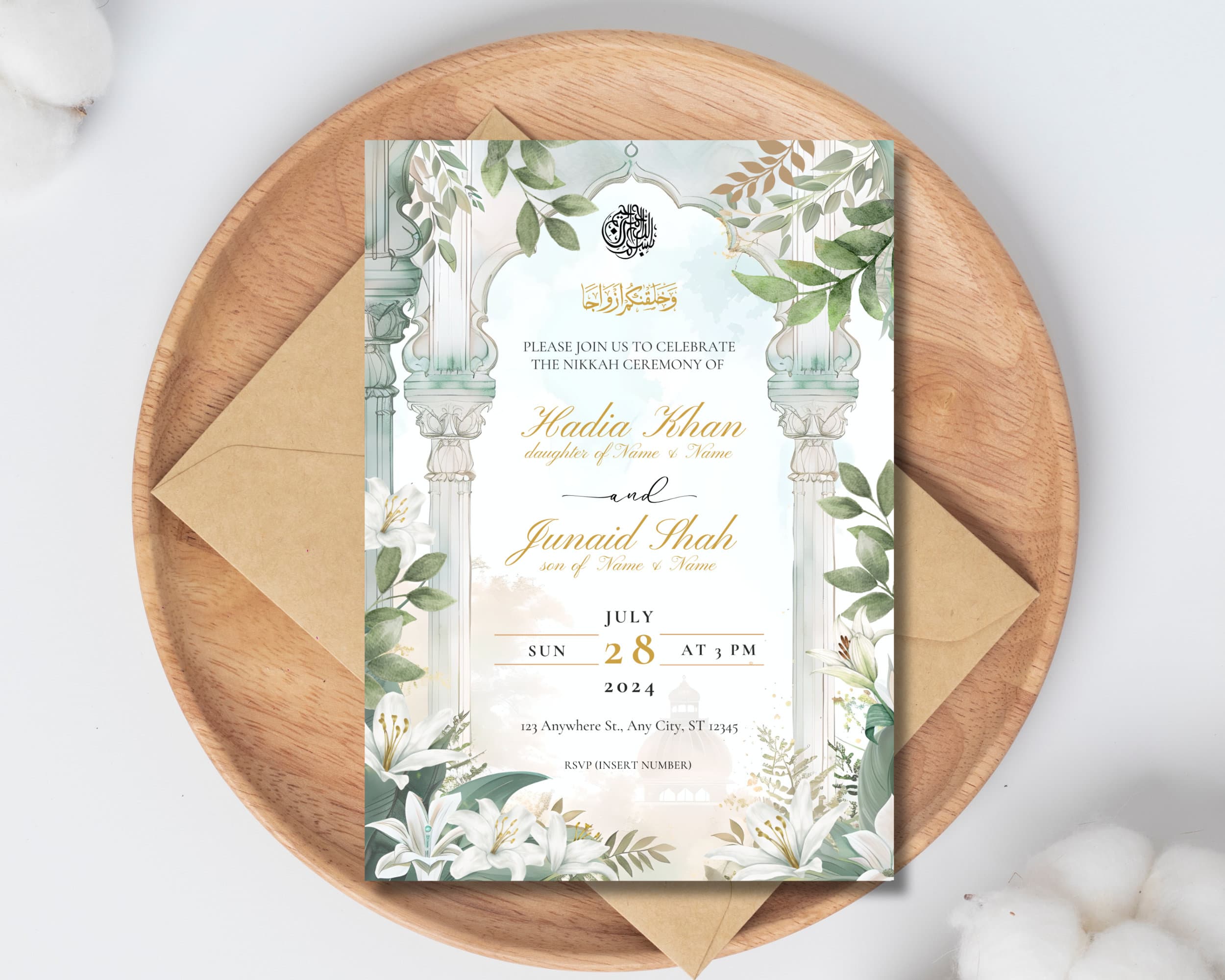 Sage Green Nikkah Invitation: Editable Muslim Wedding Template (Digital) - image 5
