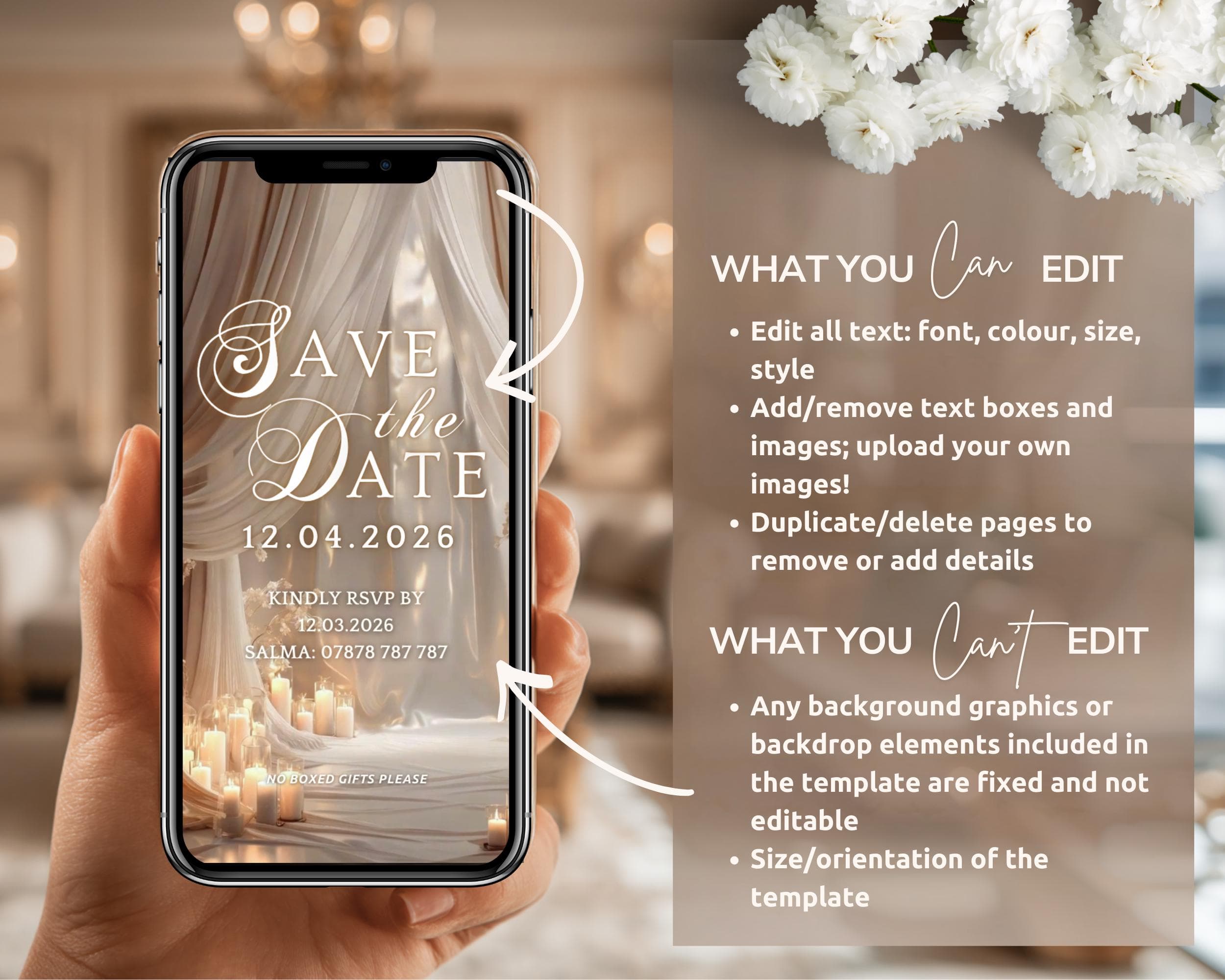 Editable Islamic Wedding Invitation Video Template, Canva Muslim Nikah Invite, Neutral Gold - image 5