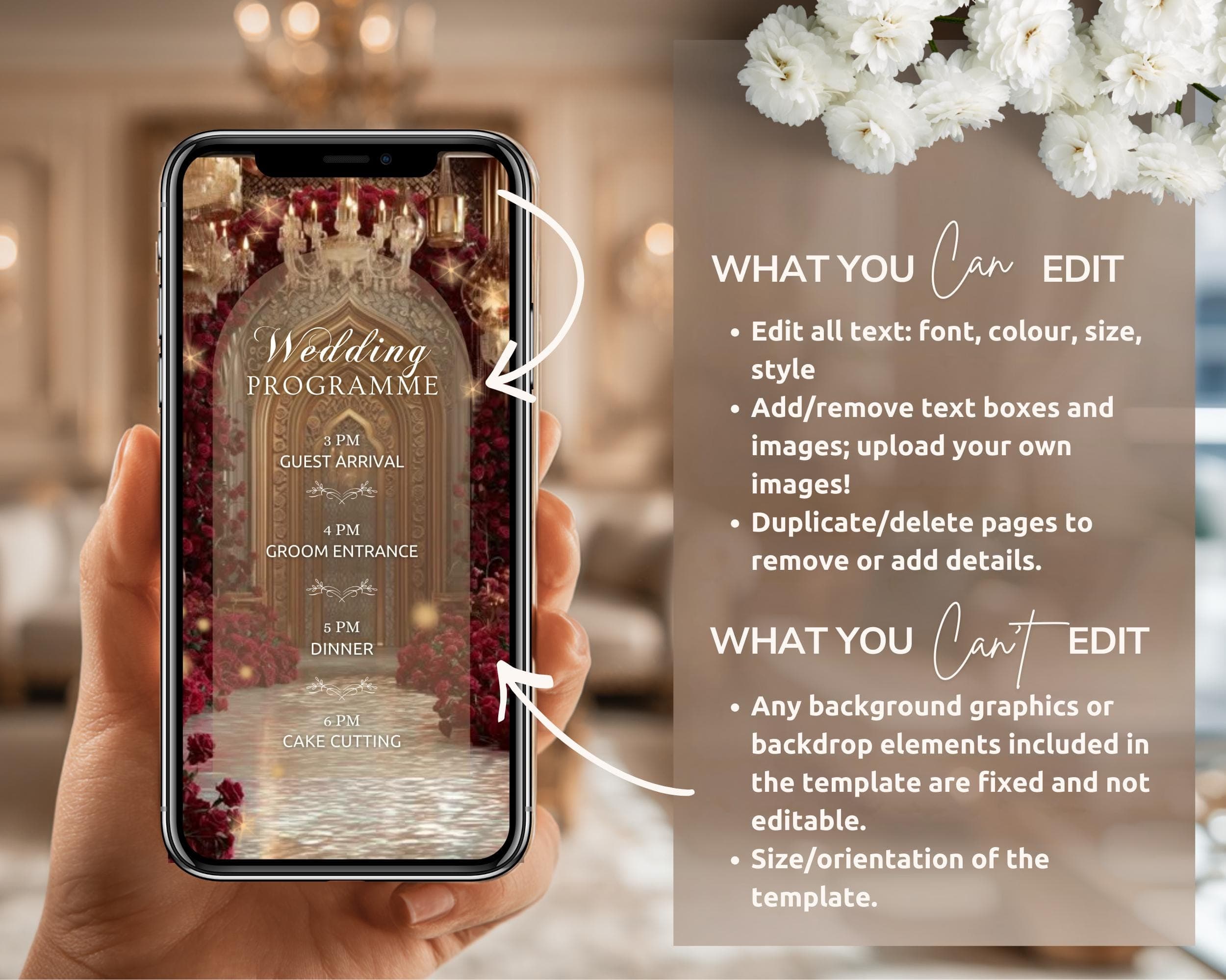Editable Baraat Invitation Video | Canva Islamic Wedding Mobile Template – Velvet Red & Gold - image 4
