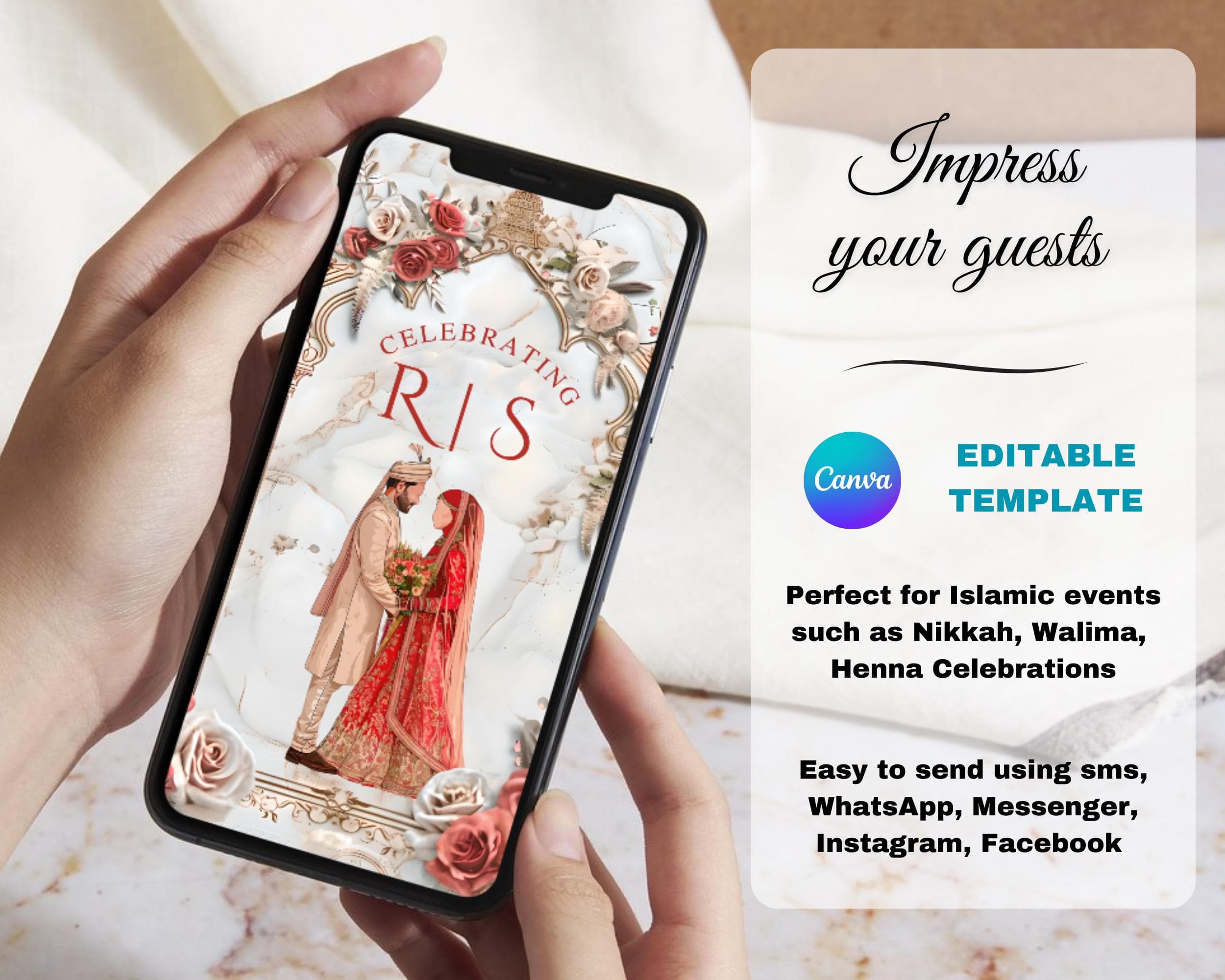 Animated Muslim Wedding Invitation: Digital Nikkah Template (Canva) - image 4