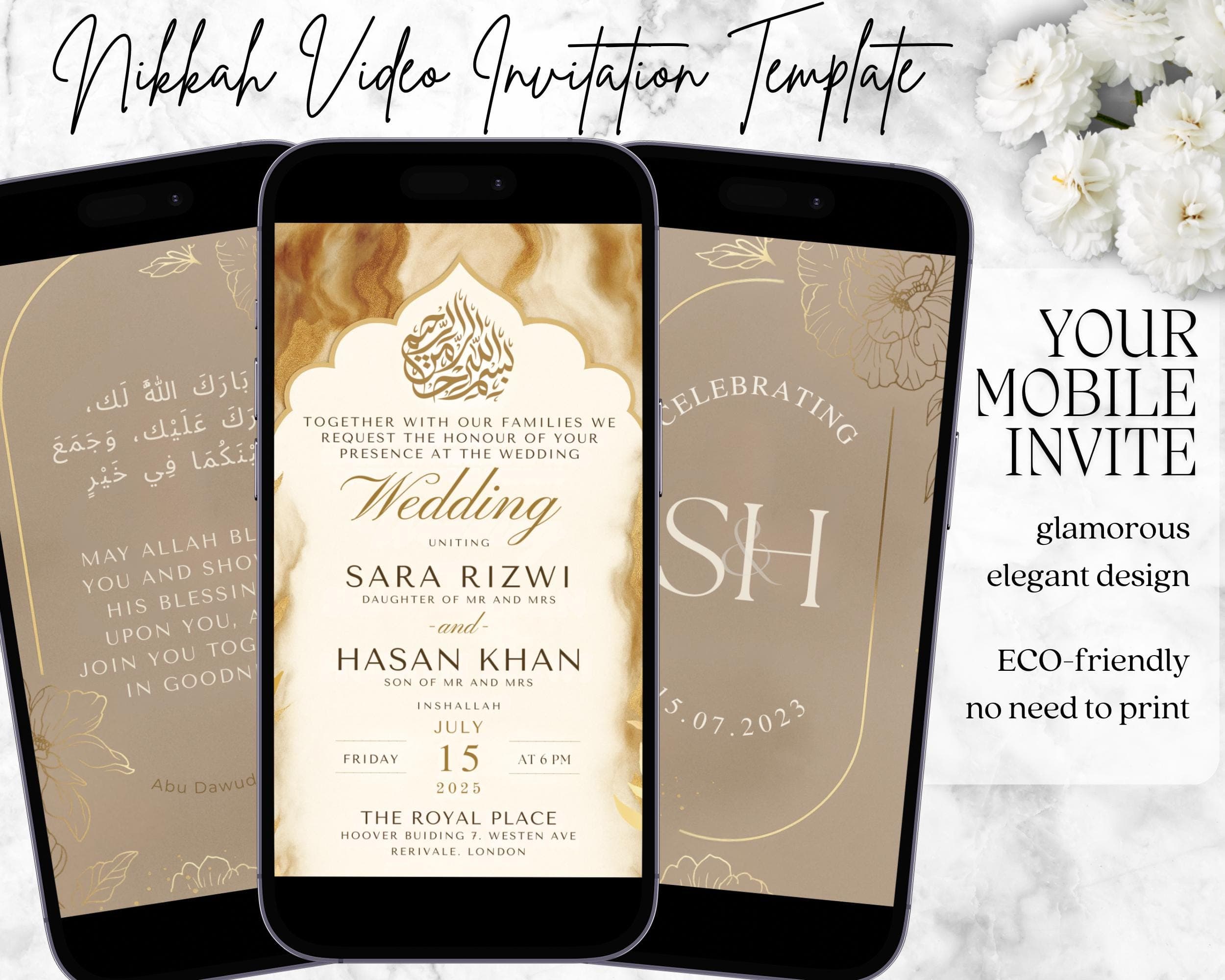 Elegant Muslim Wedding Invitation: Animated Nikkah Template (Digital)