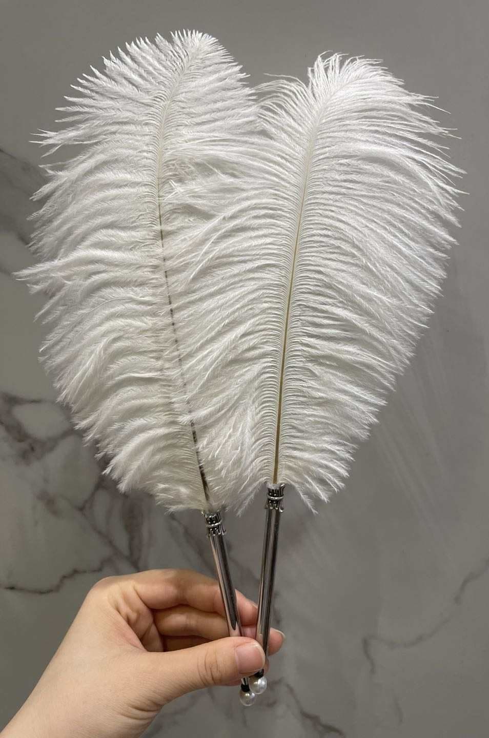Luxury Ostrich Feather Pen: Silver Nikkah Certificate Pen