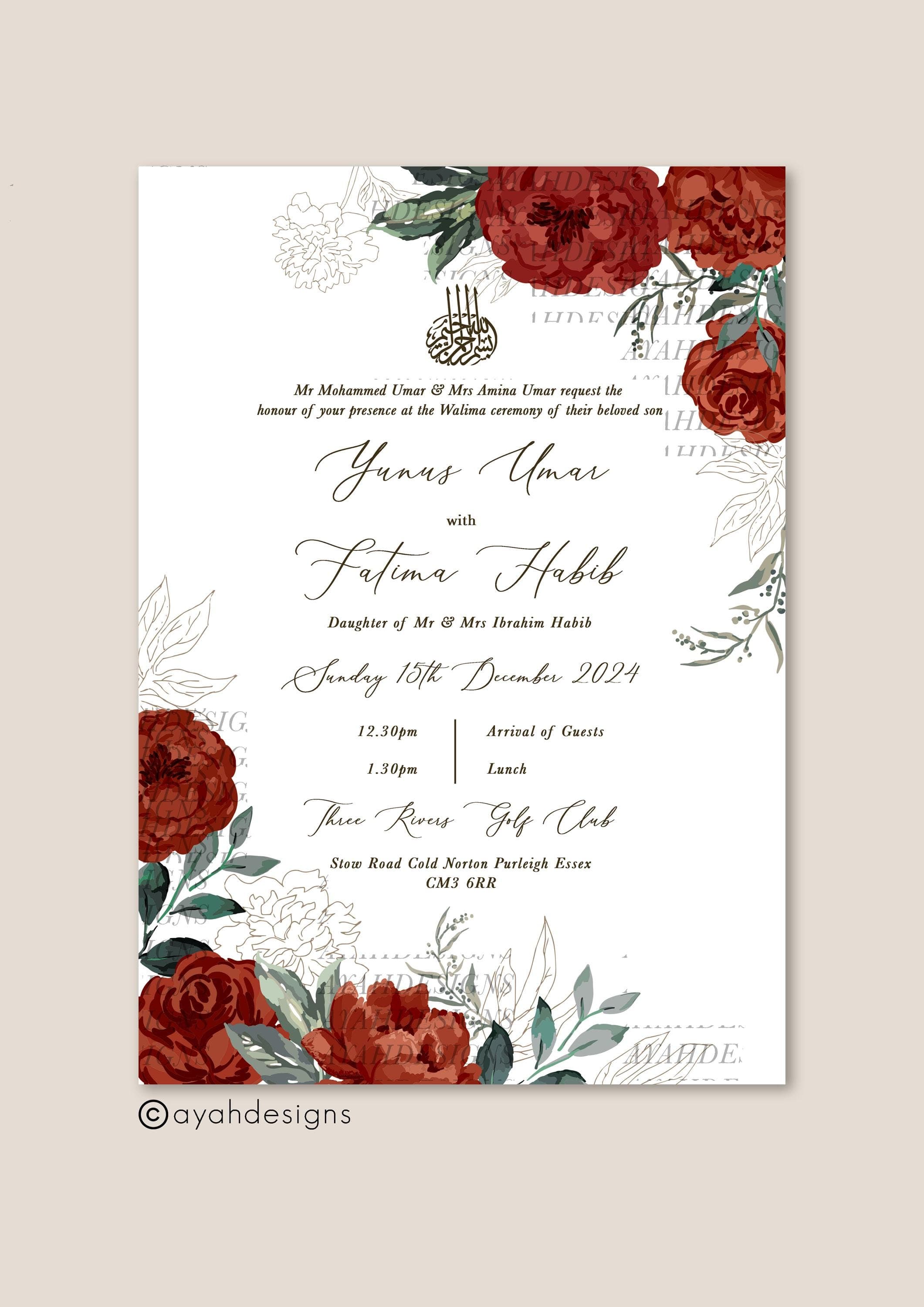 Islamic wedding card design, traditional Islamic wedding invitation cards, custom Muslim wedding invitations, elegant nikkah ceremony invites, luxury Islamic wedding invitation, Arabic wedding invitation cards, Urdu wedding invitation cards