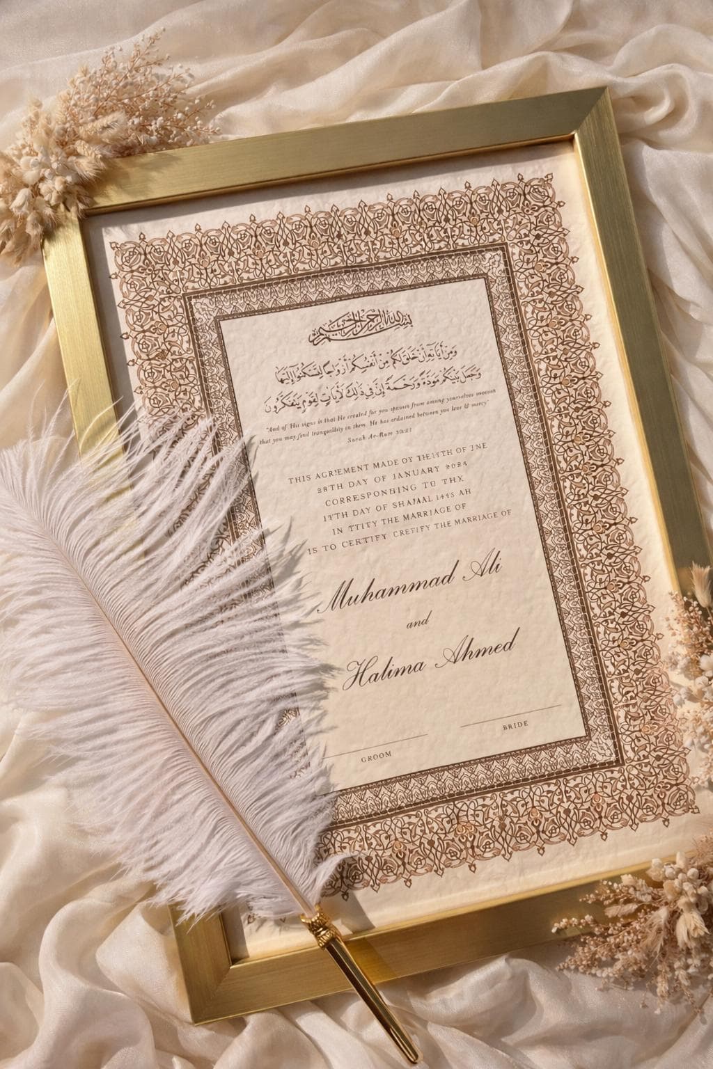 Luxury Nikkah Certificate: Personalised Islamic Wedding Contract (A4/A3), Islamic Contract, Nikkah Nama, Muslim Marriage Certificate - image 4