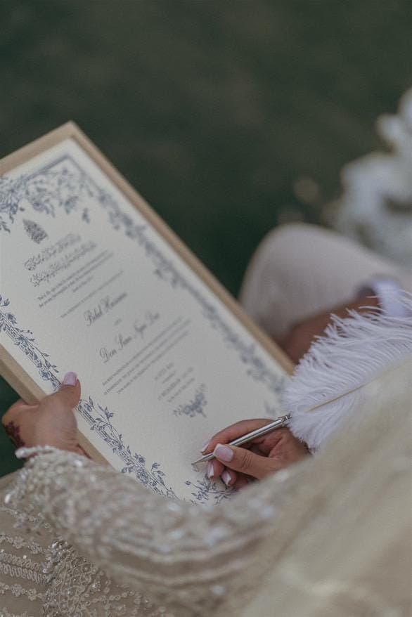 Floral Nikkah Certificate: Blue Islamic Wedding Contract (A4) - image 5