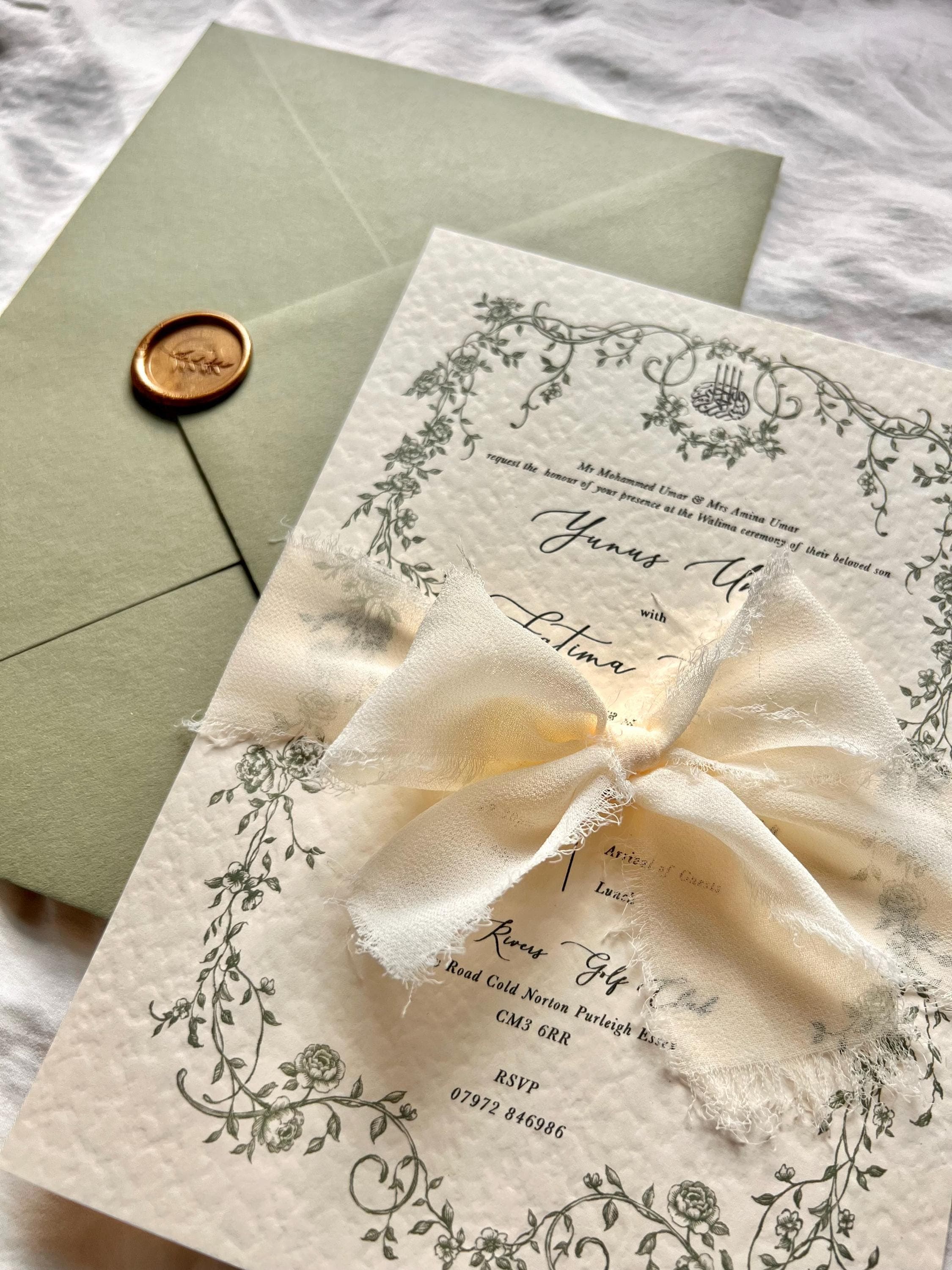 Gold Foil Nikkah Wedding Invitation: Arabic Muslim Invite