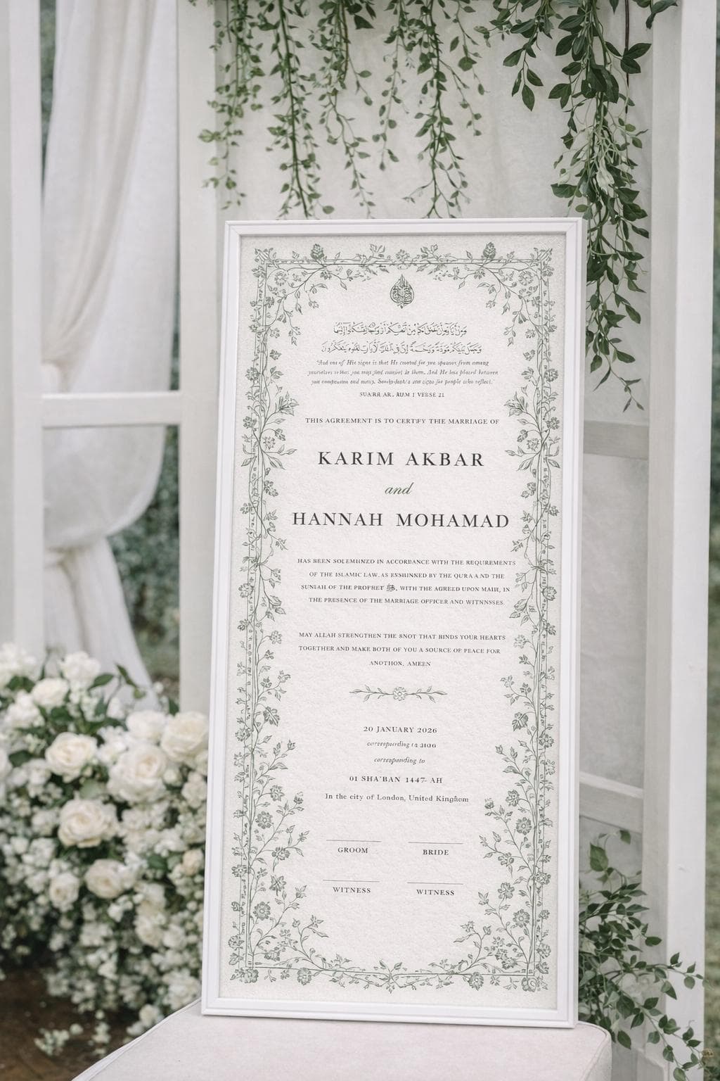 Luxury Extended Nikkah Certificate: Personalised Islamic Wedding Contract