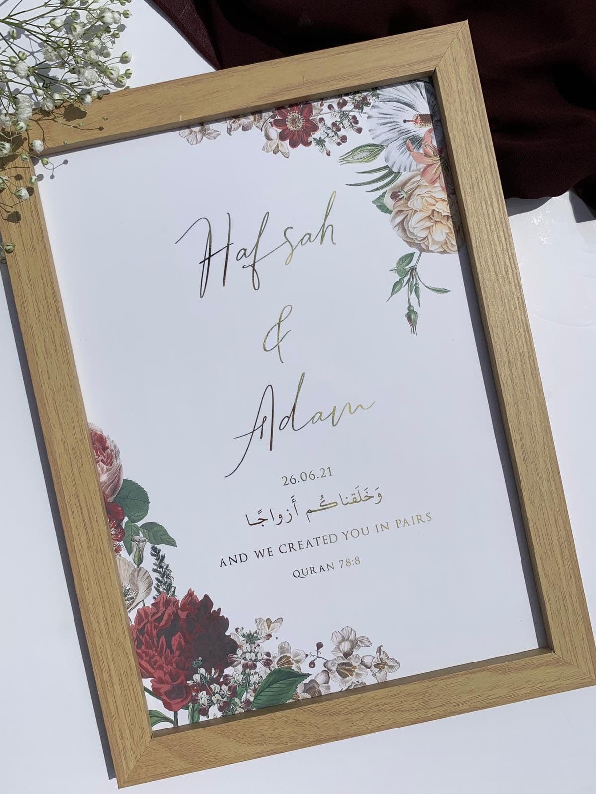Personalised Foiled Nikkah Print: Islamic Marriage Gift
