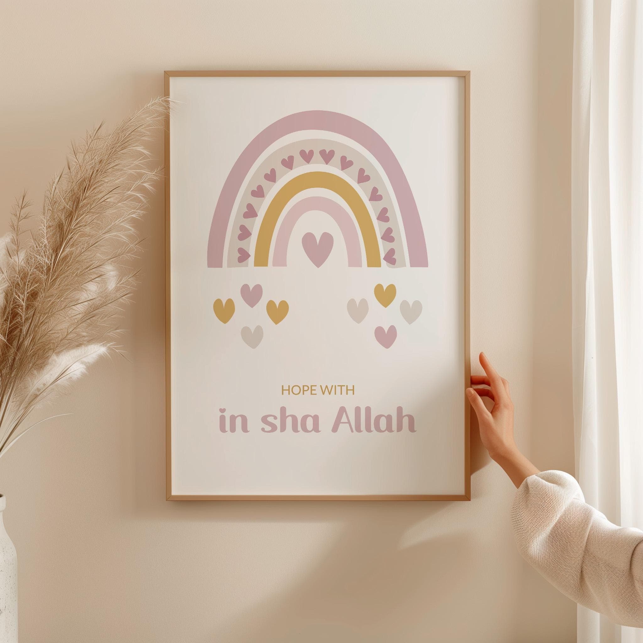 Set of 3 Islamic Wall Art Prints for Children, 3 Piece Muslim Nursery Posters, Islamic Gifts for Girls, Bismillah Islam Posters for Kids - image 5