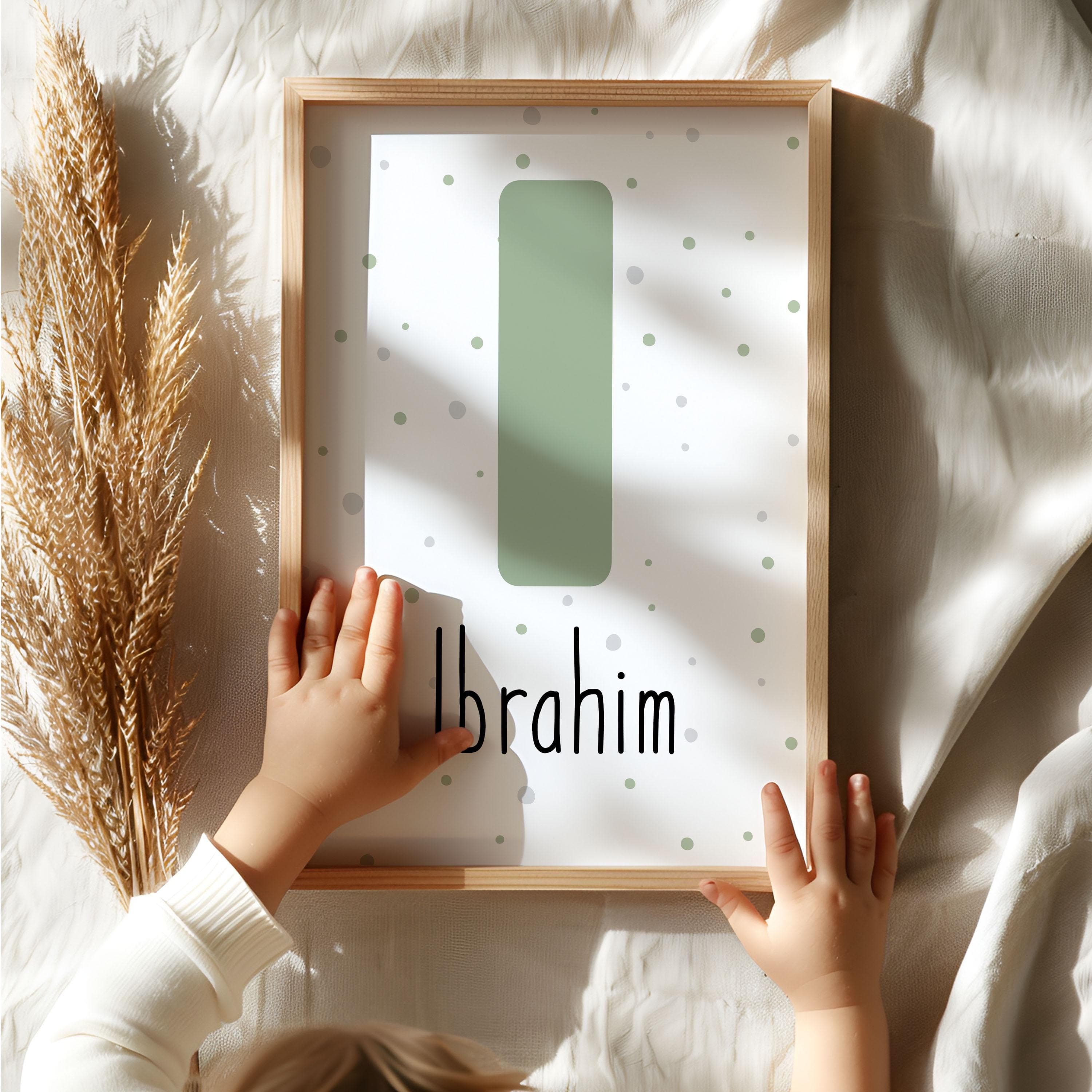 Personalised Islamic Wall Art for Children, Eid Gifts for Kids, Sage Green Muslim Nursery Posters, Ayatul Kursi Quran 4 Quls Print Boys Room - image 5