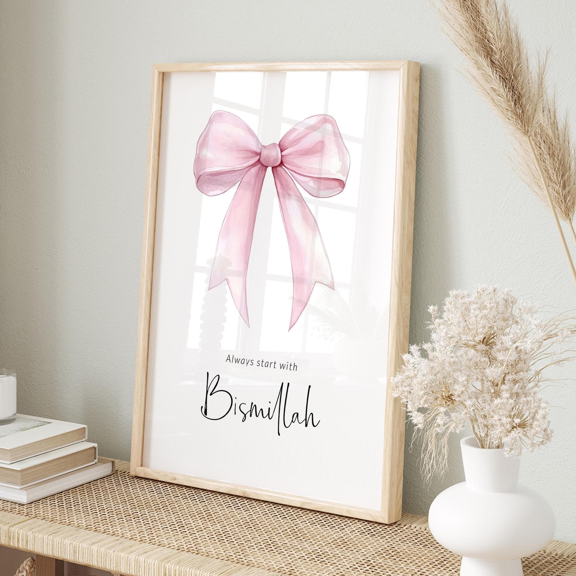 Set of 3 Islamic Wall Art Posters for Children in Pink, Quran Ayatul Kursi Art Prints, Muslim Girls Room Decor, Islam Nursery, Bismillah - image 4