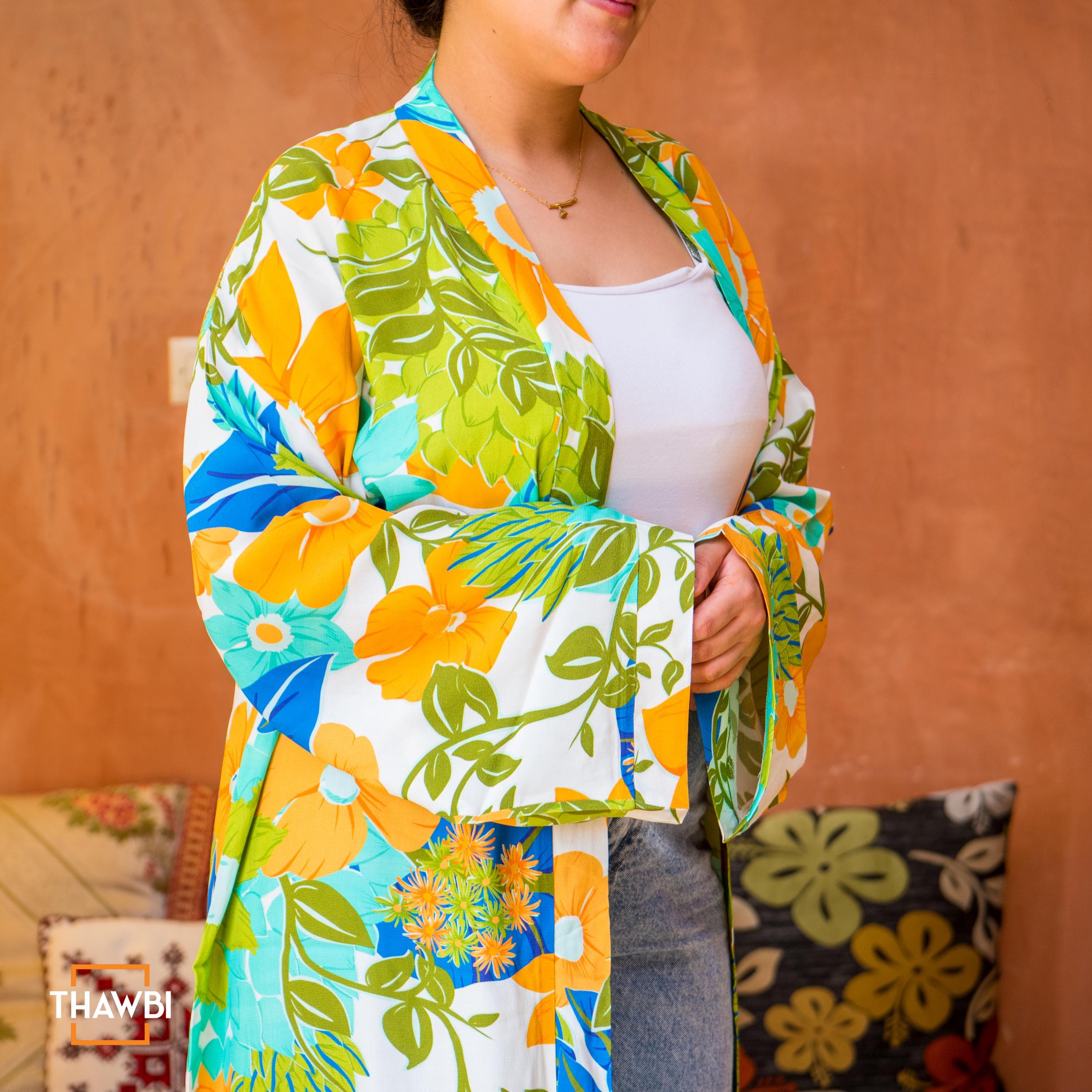 Floral Kimono Abaya Dress