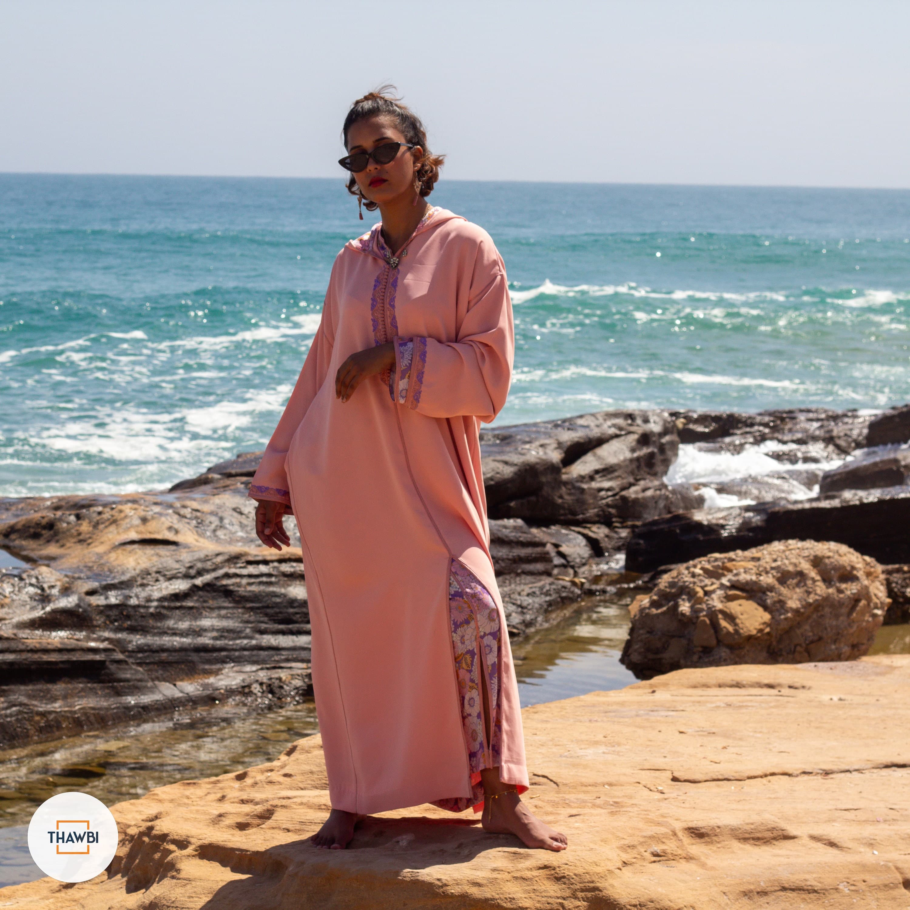 Pink Floral Moroccan Kaftan Jellaba: Handmade Women's Dress - image 5