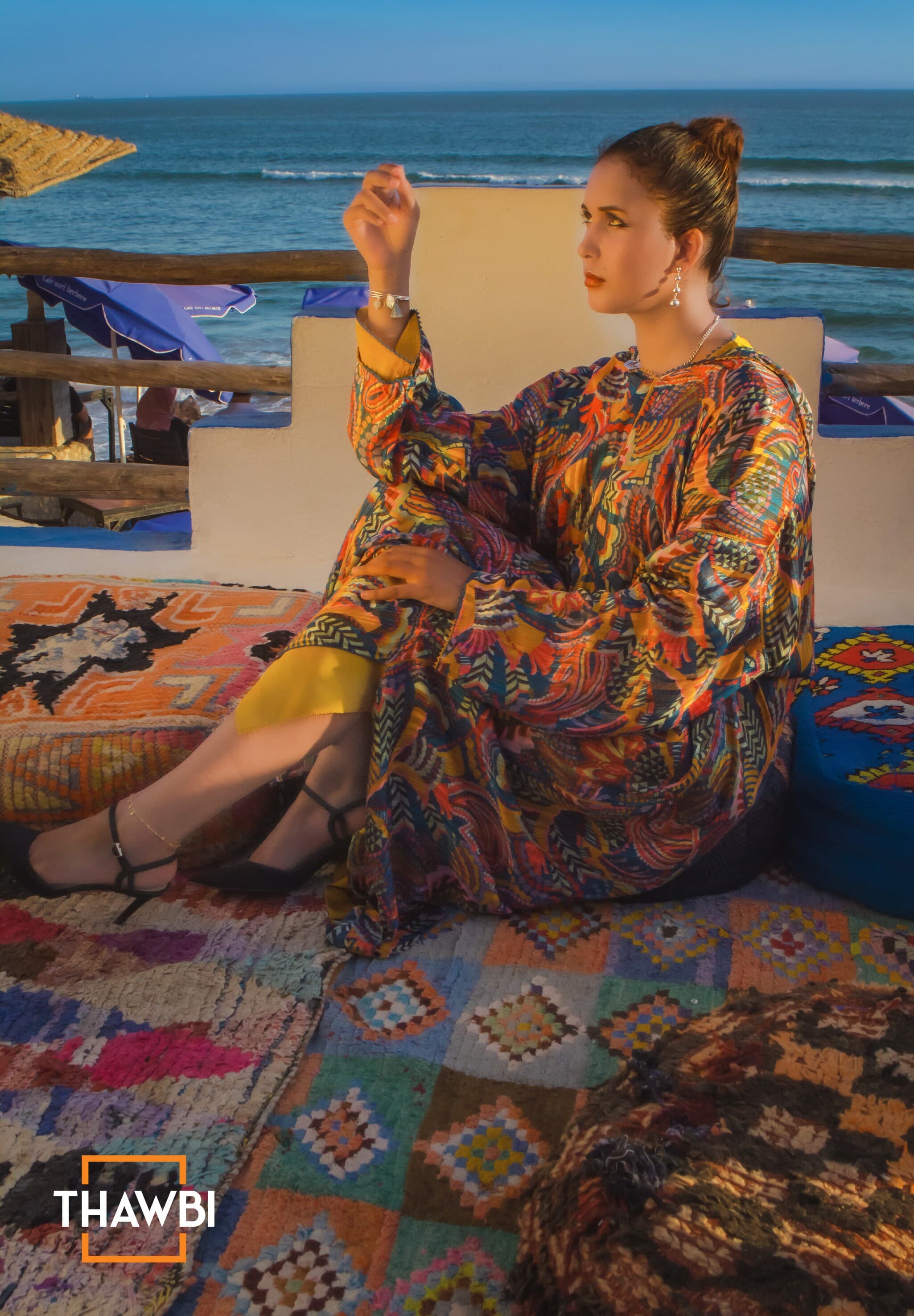 Handmade Moroccan Caftan Jellaba Set: Vintage Motif Randha Robe - image 5