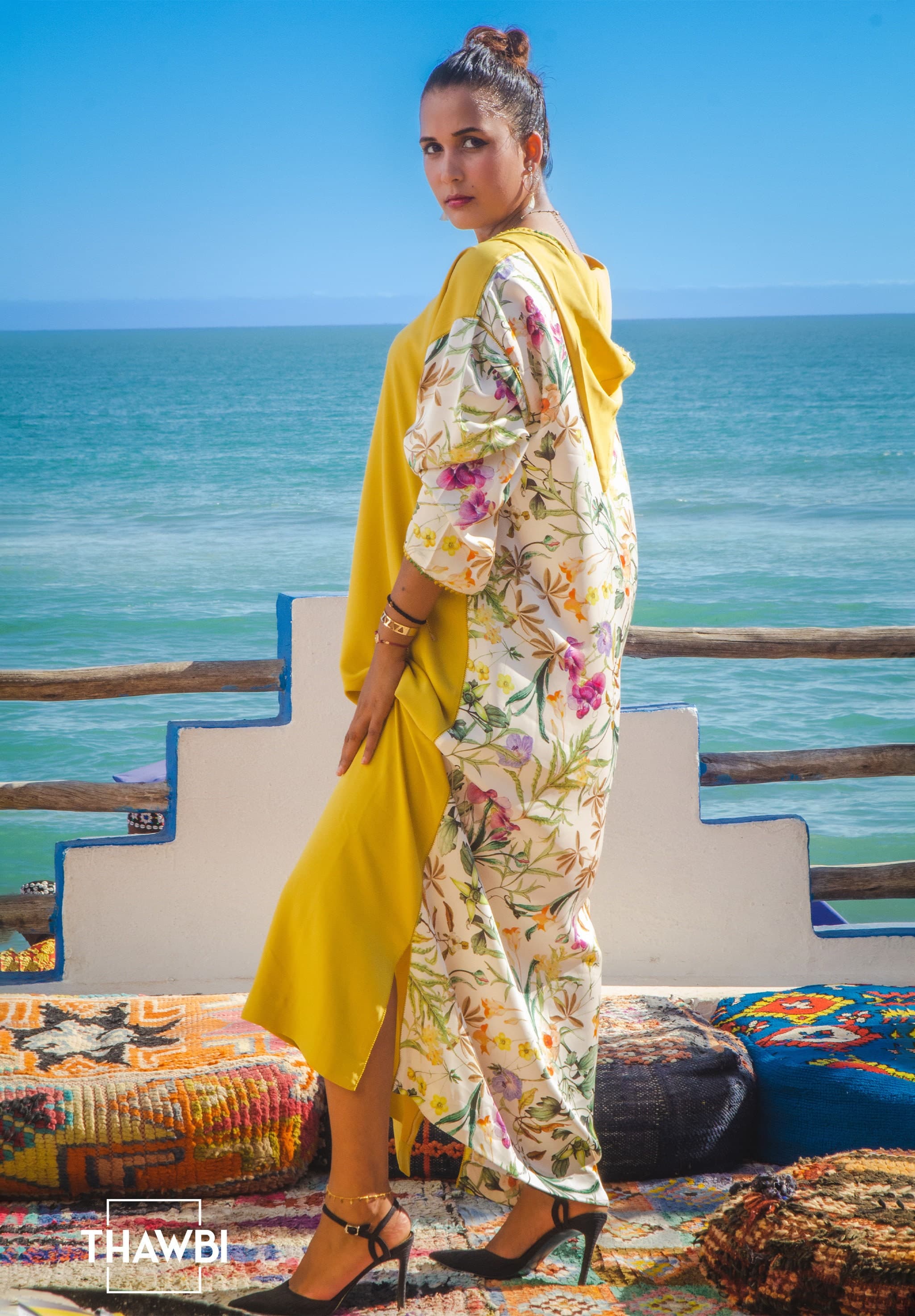 Handmade Moroccan Djellaba Robe: Floral Bohemian Slit Dress - image 3
