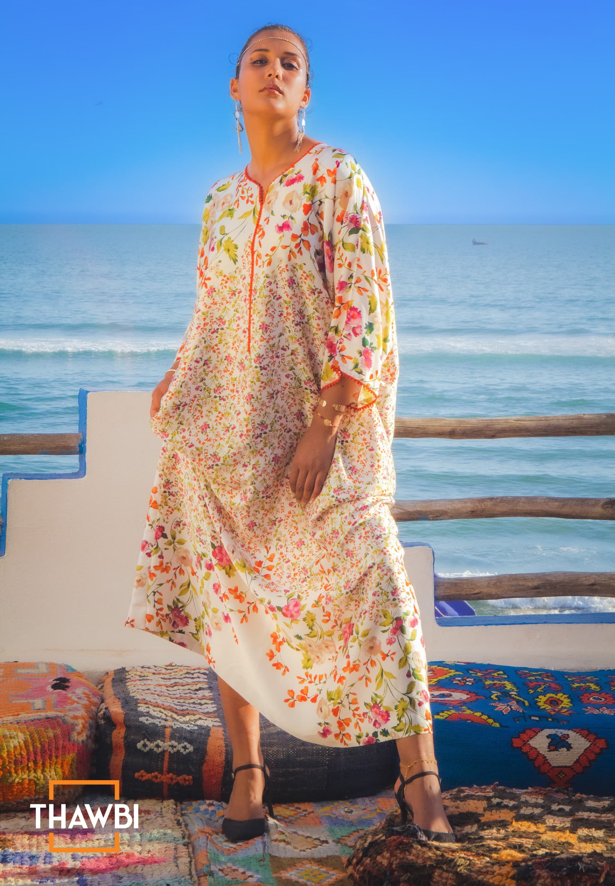 Handmade Floral Moroccan Djellaba Robe: Elegant Randah Dress - image 3