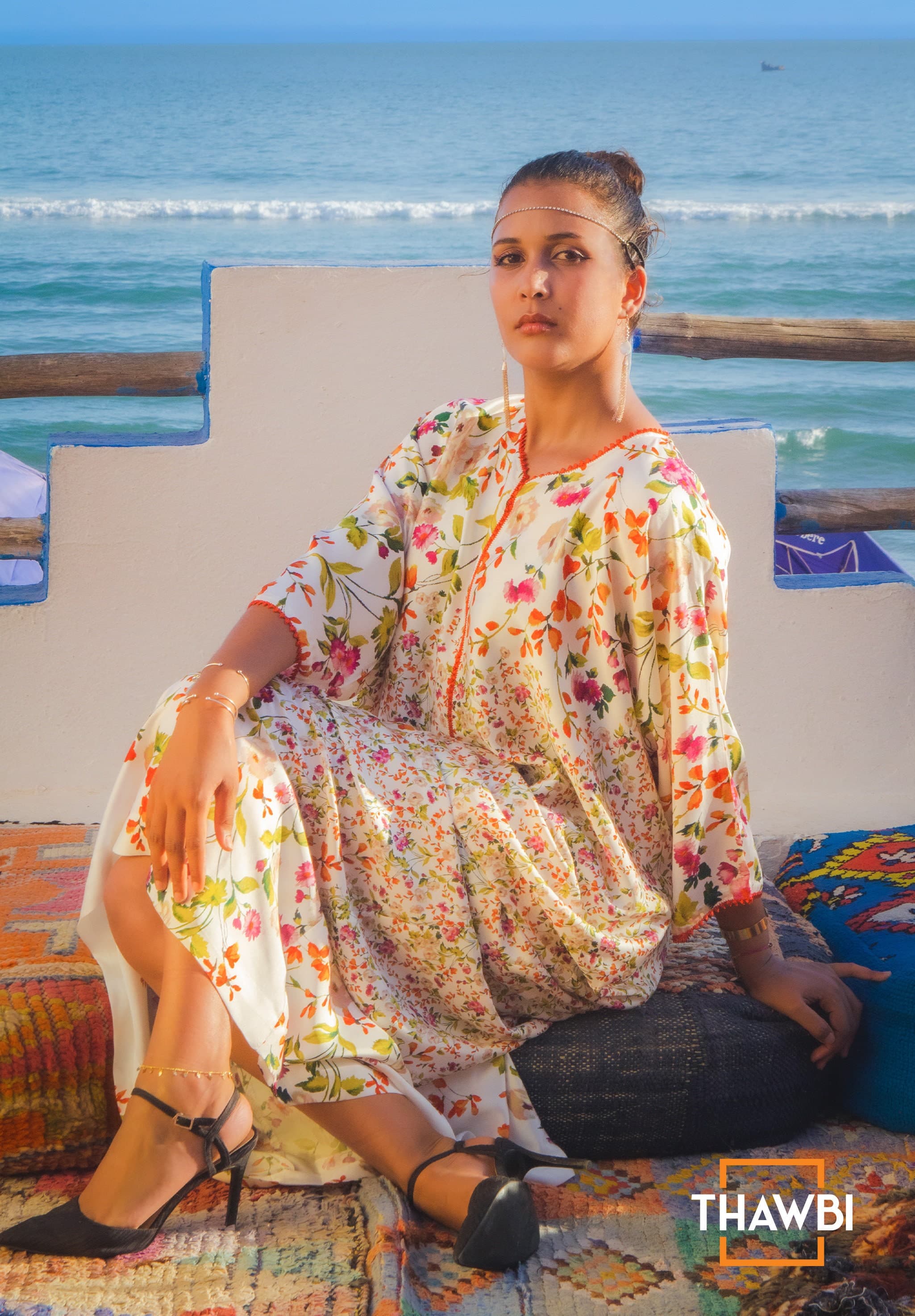 Handmade Floral Moroccan Djellaba Robe: Elegant Randah Dress - image 5