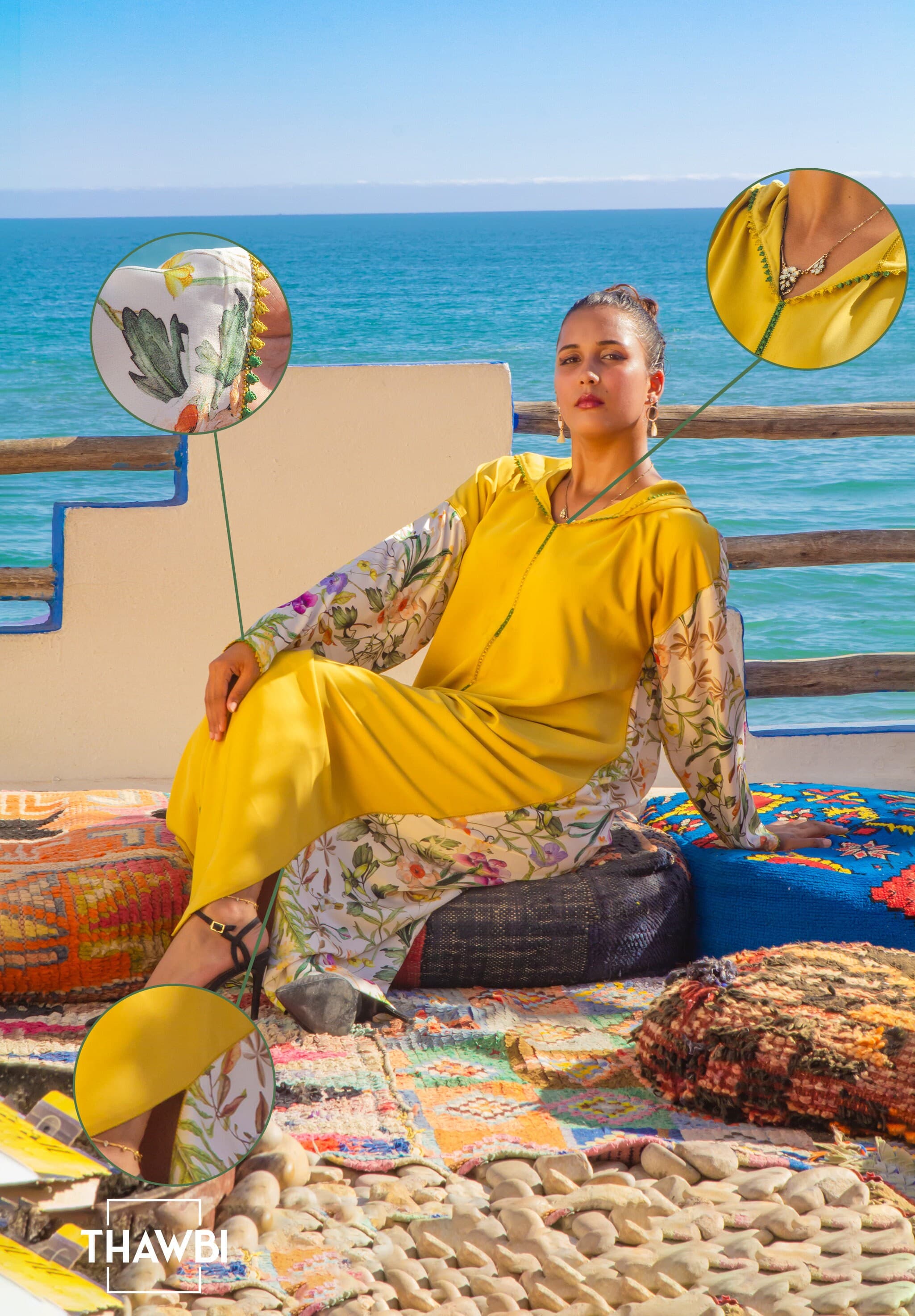 Handmade Moroccan Djellaba Robe: Floral Bohemian Slit Dress - image 5