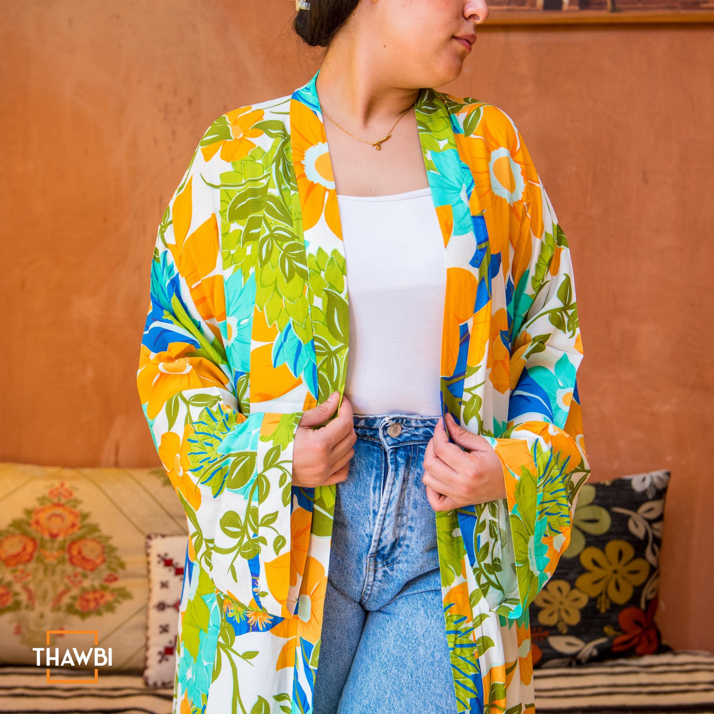 Floral Kimono Abaya Dress
