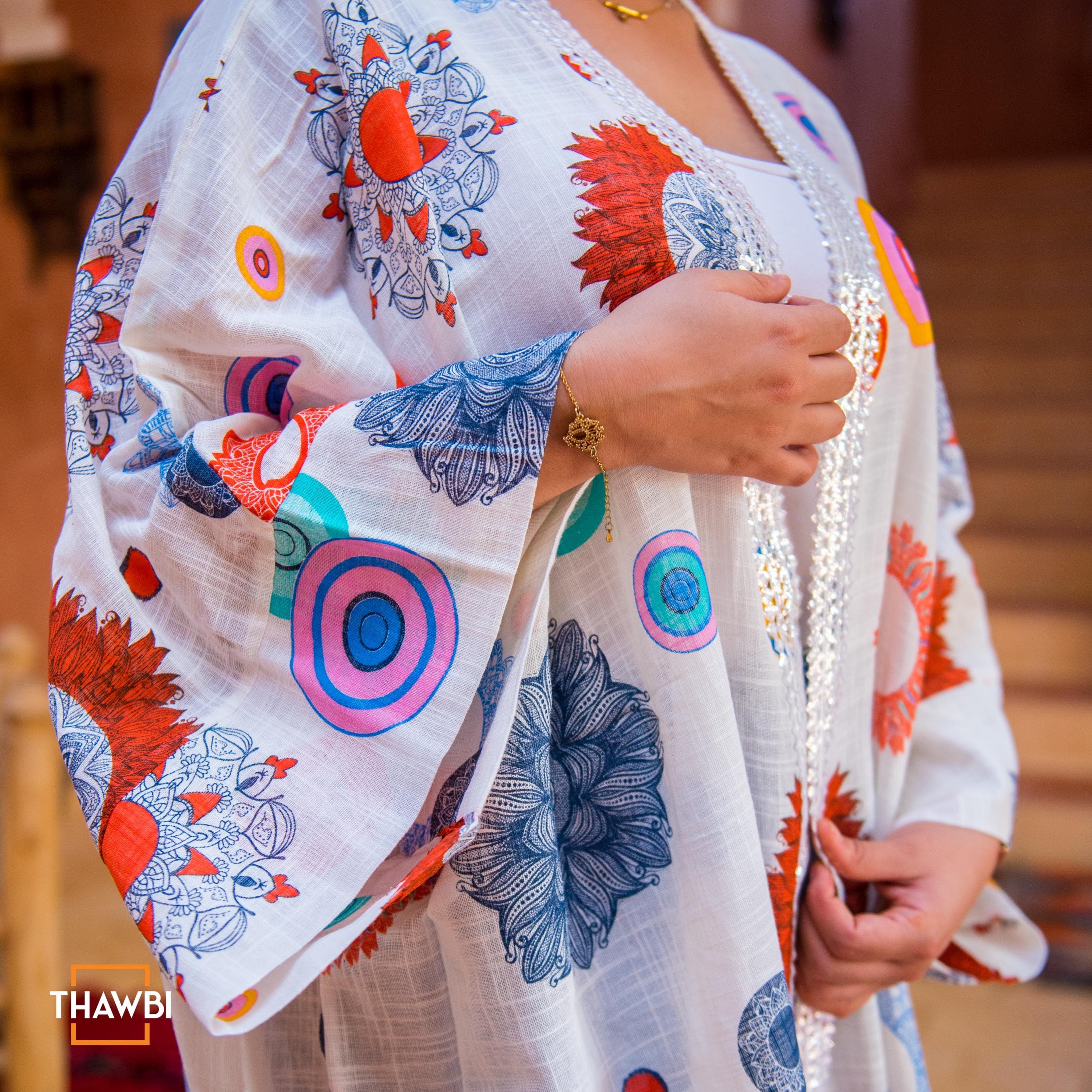 Long Boho Floral Abaya - Bohemian Kimono Robe - Handmade Dresses For Women