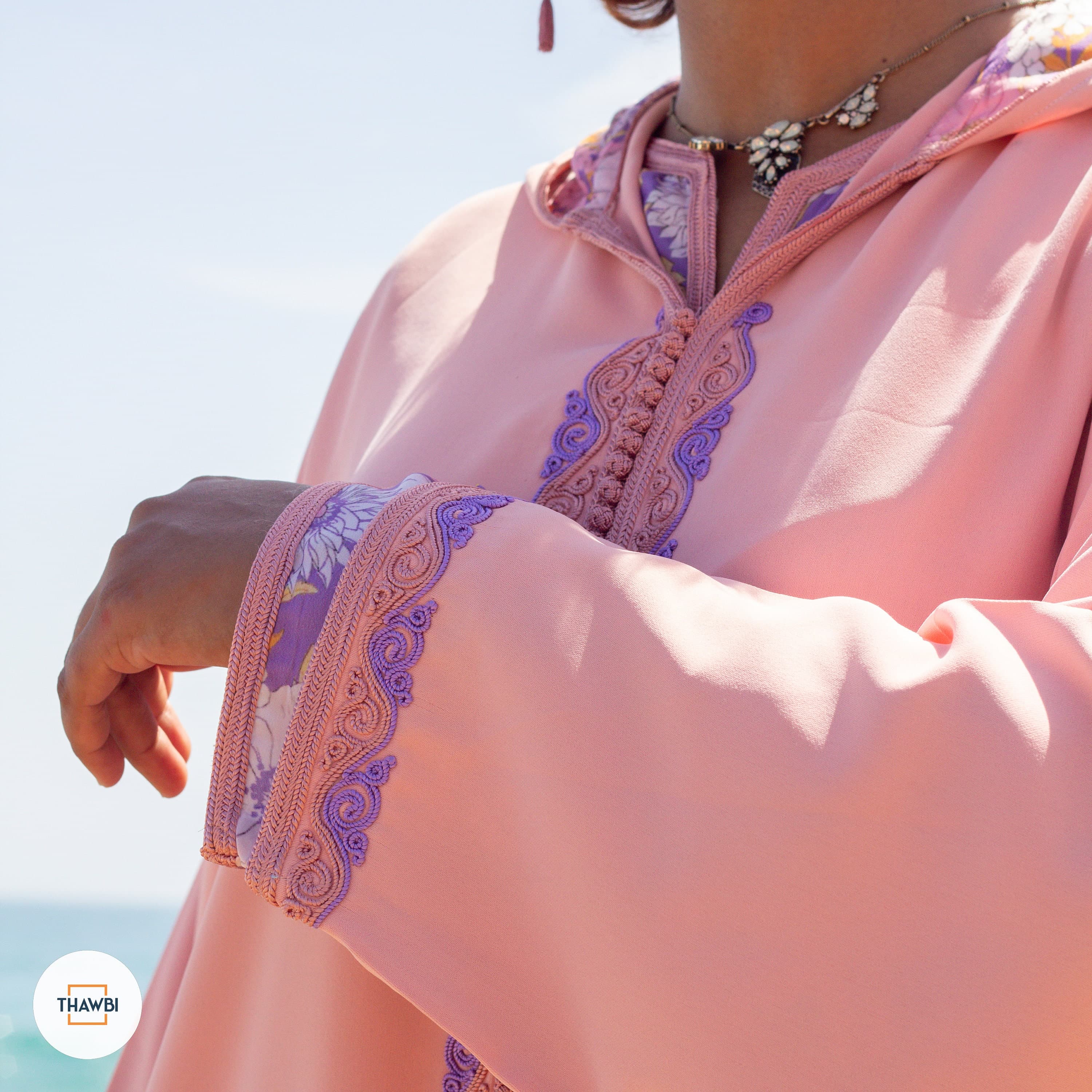 Pink Floral Moroccan Kaftan Jellaba: Handmade Women's Dress - image 4