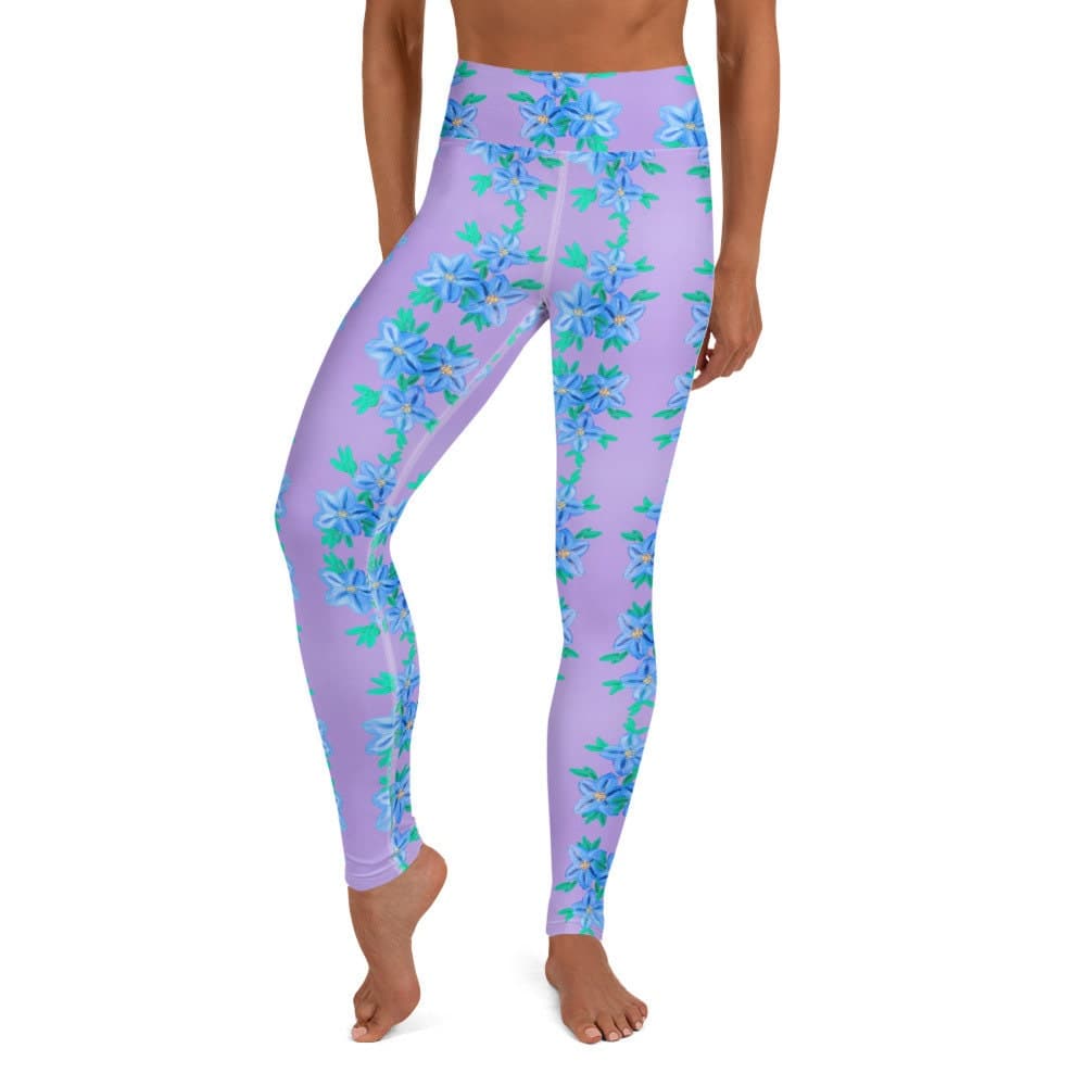 Forget Me Not Yoga Leggings,purple leggings,high waist leggings,activewear,fitness leggings,colorful leggings,fun leggings