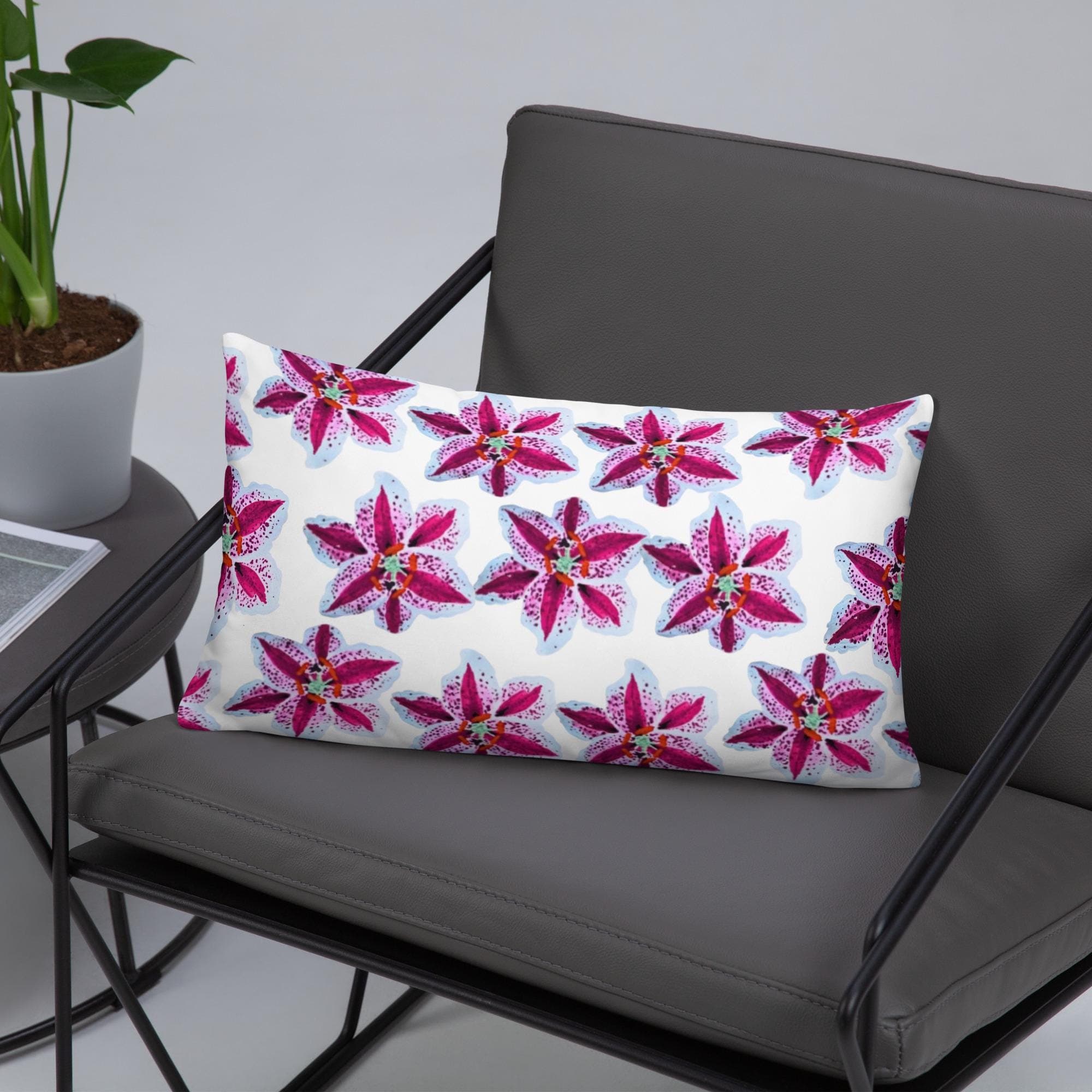 Tiger Lily Floral Lumbar Pillow, Throw Pillow, Back Support Botanical Pillow, Colorful Small Spring Pillow